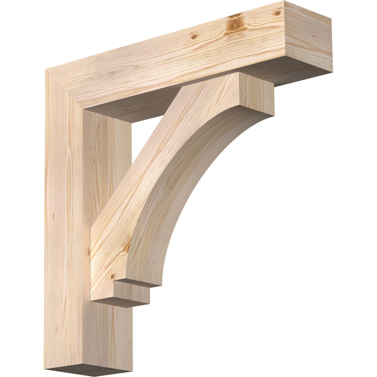Ekena Millwork 1462989 Imperial Block Smooth Bracket with Offset Brace 7-1/2-in x 32-in x 32-in Douglas fir Brown Wood Standard bracket