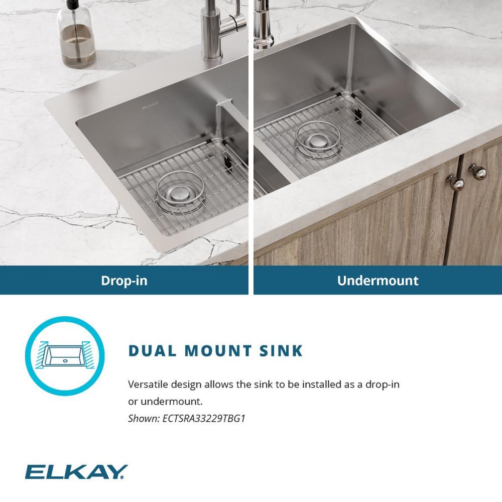 Elkay Crosstown Dual Mount 33 In X 22 In Polished Satin Stainless Steel