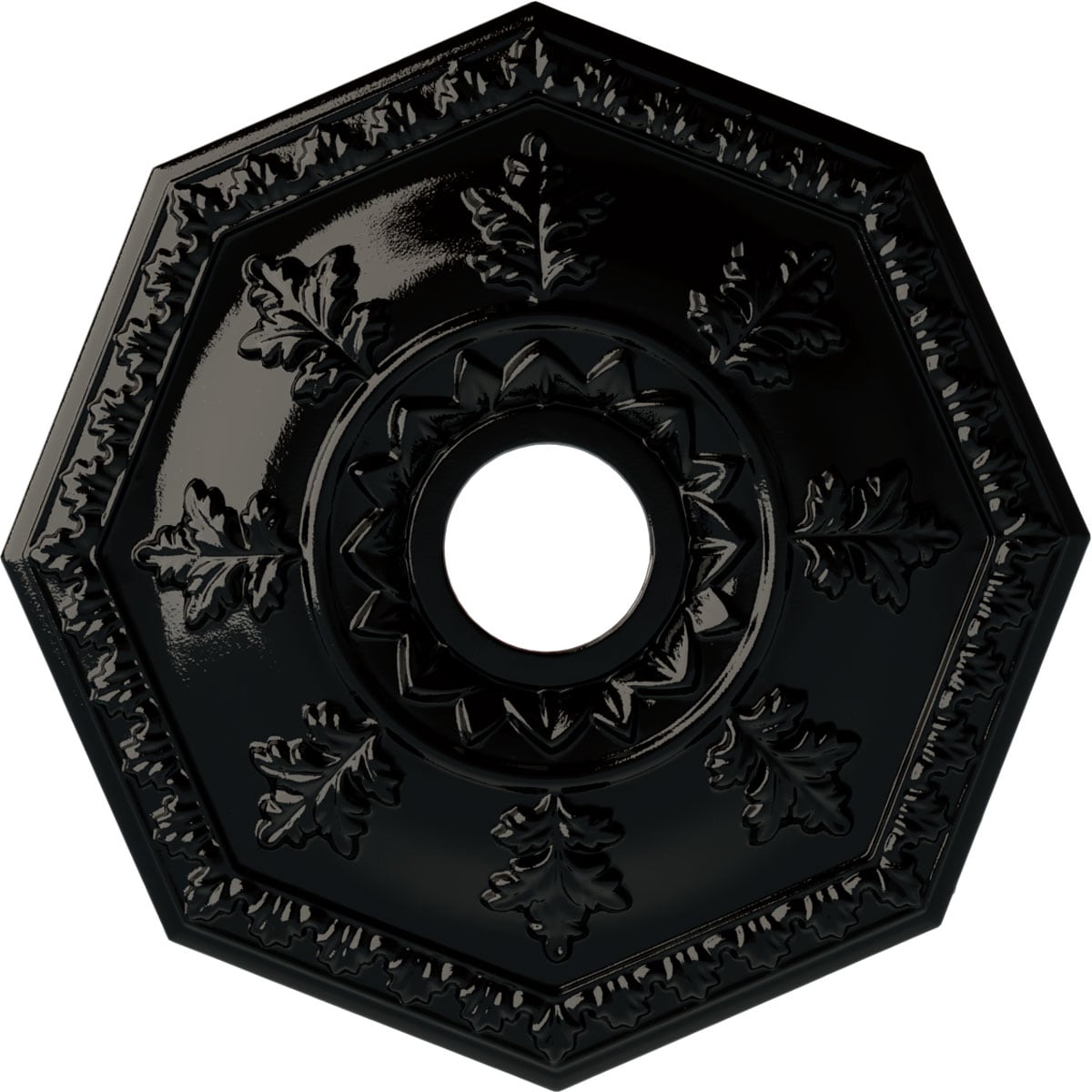 Ekena Millwork CM18NTBPS Nottingham 18-in W x 18-in L Painted Black Pearl Polyurethane Whole Ceiling Medallion