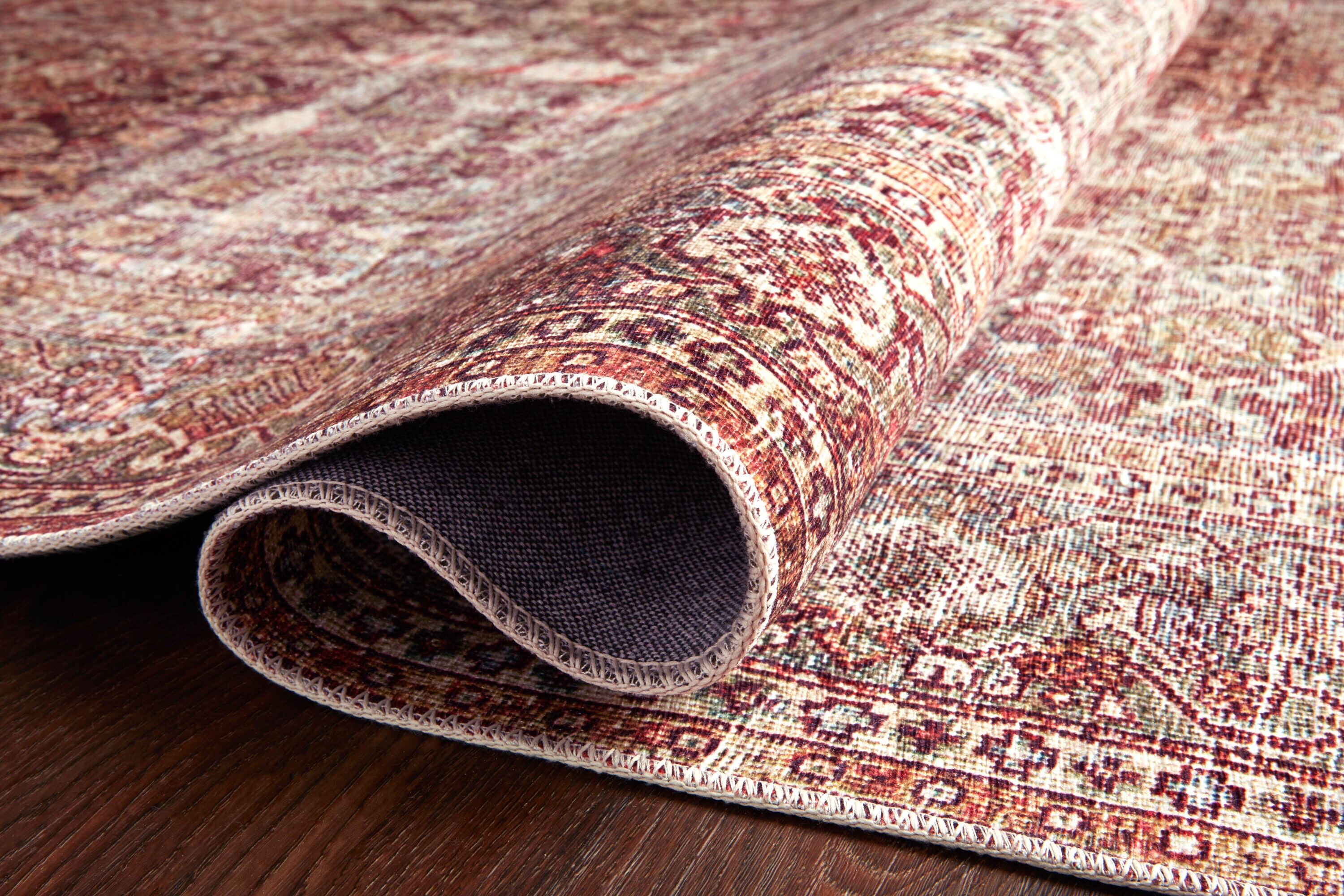 Layla Red and Beige Synthetic Runner Rug 2'-6" x 12'-0"