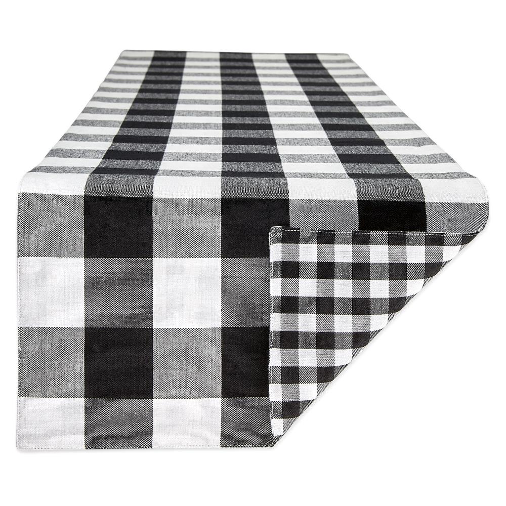 black and white plaid table runner