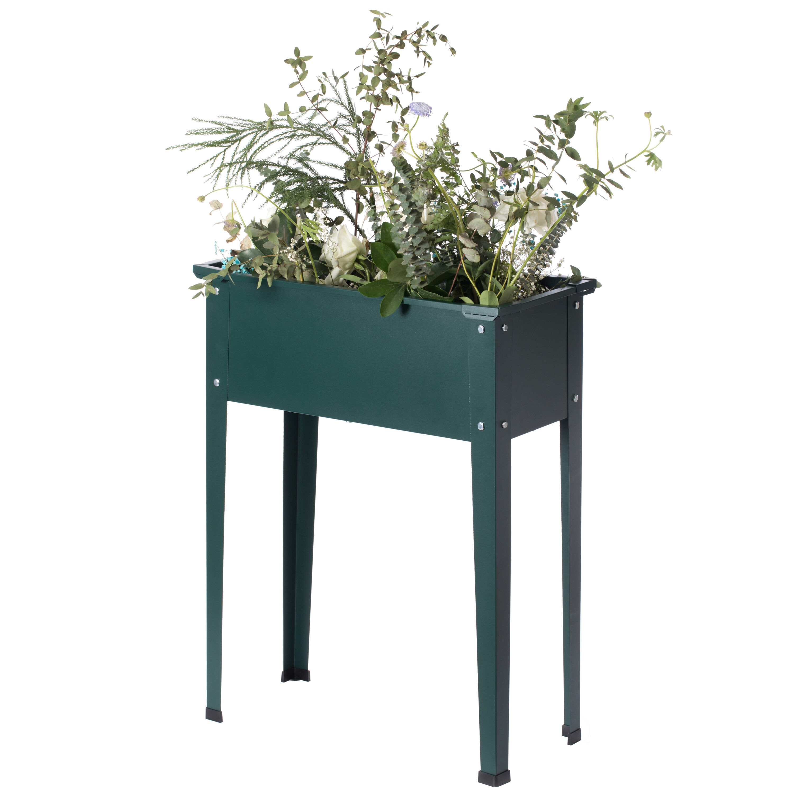 Gardenised QI003908G Rectangle 12.0-in W x 32-in H x Green Metal Indoor/Outdoor Garden bed Stand Included