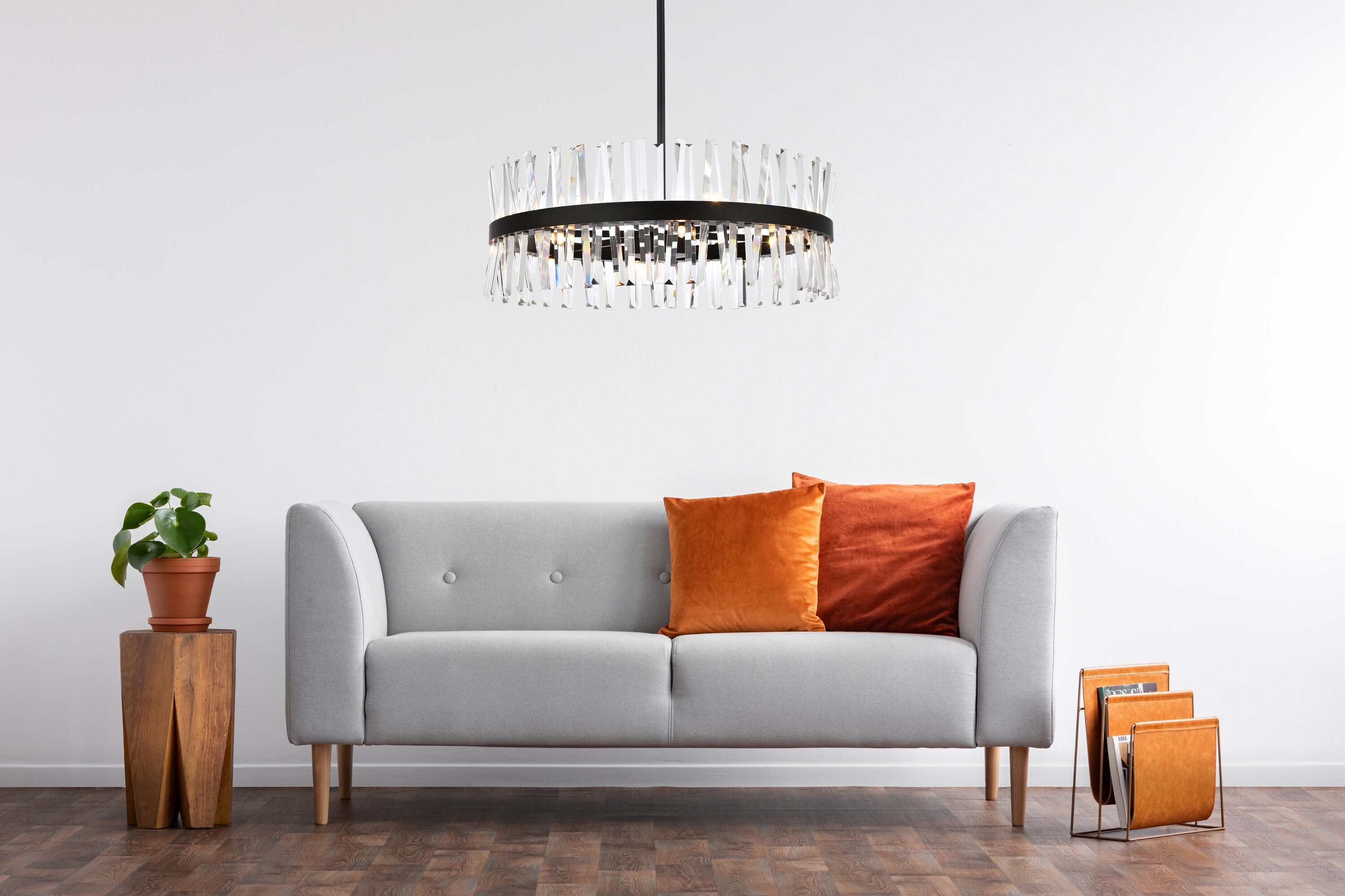 Serephina 32-Inch Black Crystal Round Chandelier