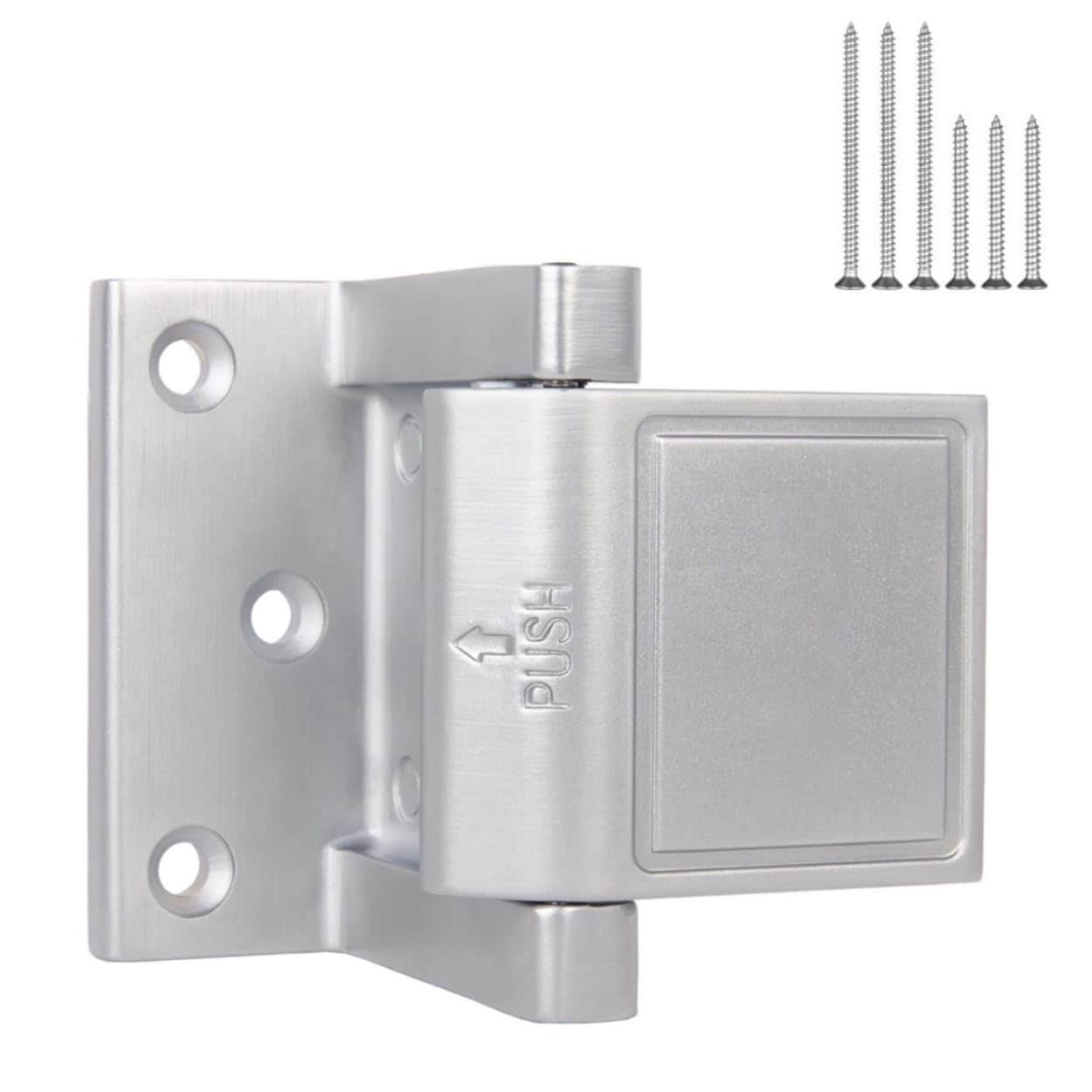 Vrbgify  Door Lock Reinforcer Privacy Door Latch for In Swinging Doors Extra High Home Security Lock Silver Finish durable home and garden