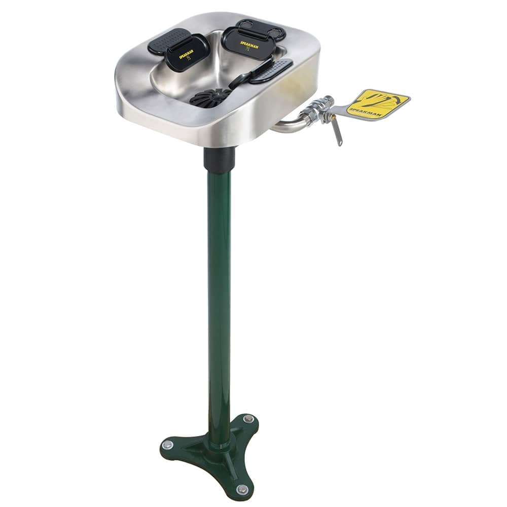 Speakman  SE1150 Optimus Floor Mount Eye and Face Wash Station with Stainless Steel Bowl and Pedestal