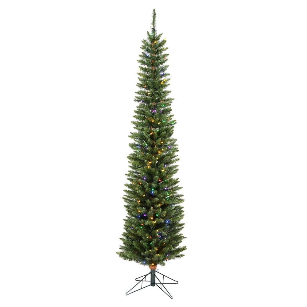 Vickerman A103667LED 6.5-Feet Pre-lit Slim Artificial Christmas Tree with Multicolor LED Lights