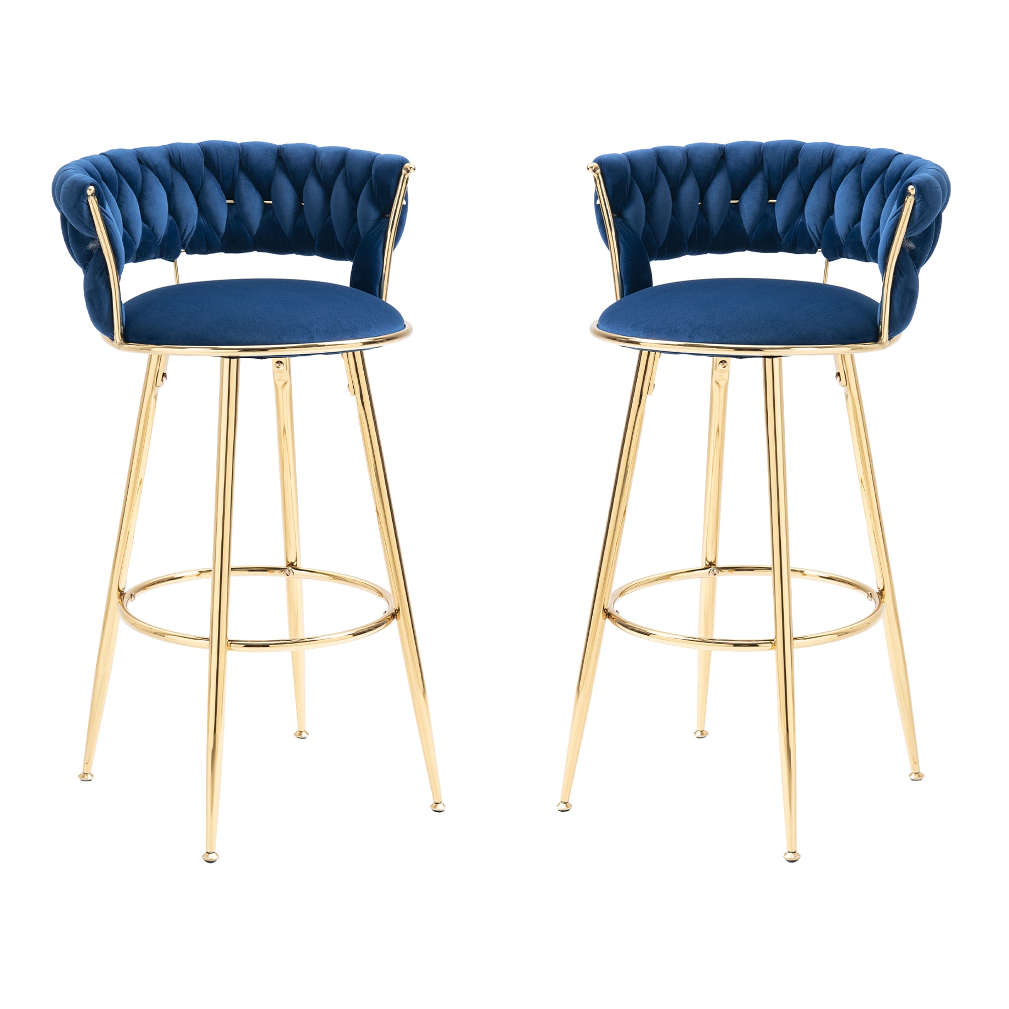 AHIOU HOME ATM-HFSN-9882NY 2 -Set Metal 27.95-Inches H Counter height Round seat Upholstered Stackable Metal Bar Stool with Arms and Back