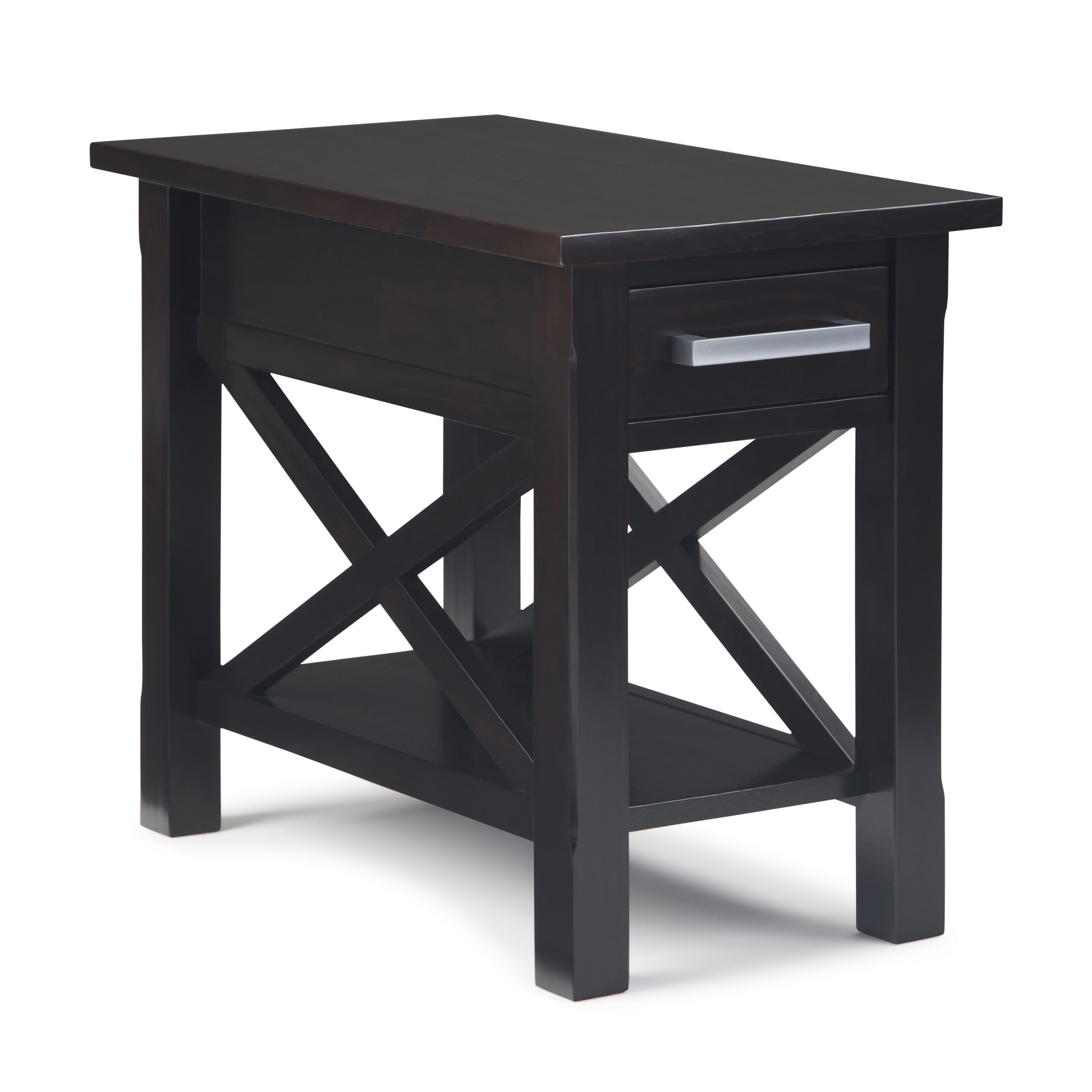 Simpli Home AXCRKIT05-HIC Kitchener 14-in W x 20-in H Hickory Brown Wood Modern End Table with Storage Assembly Required