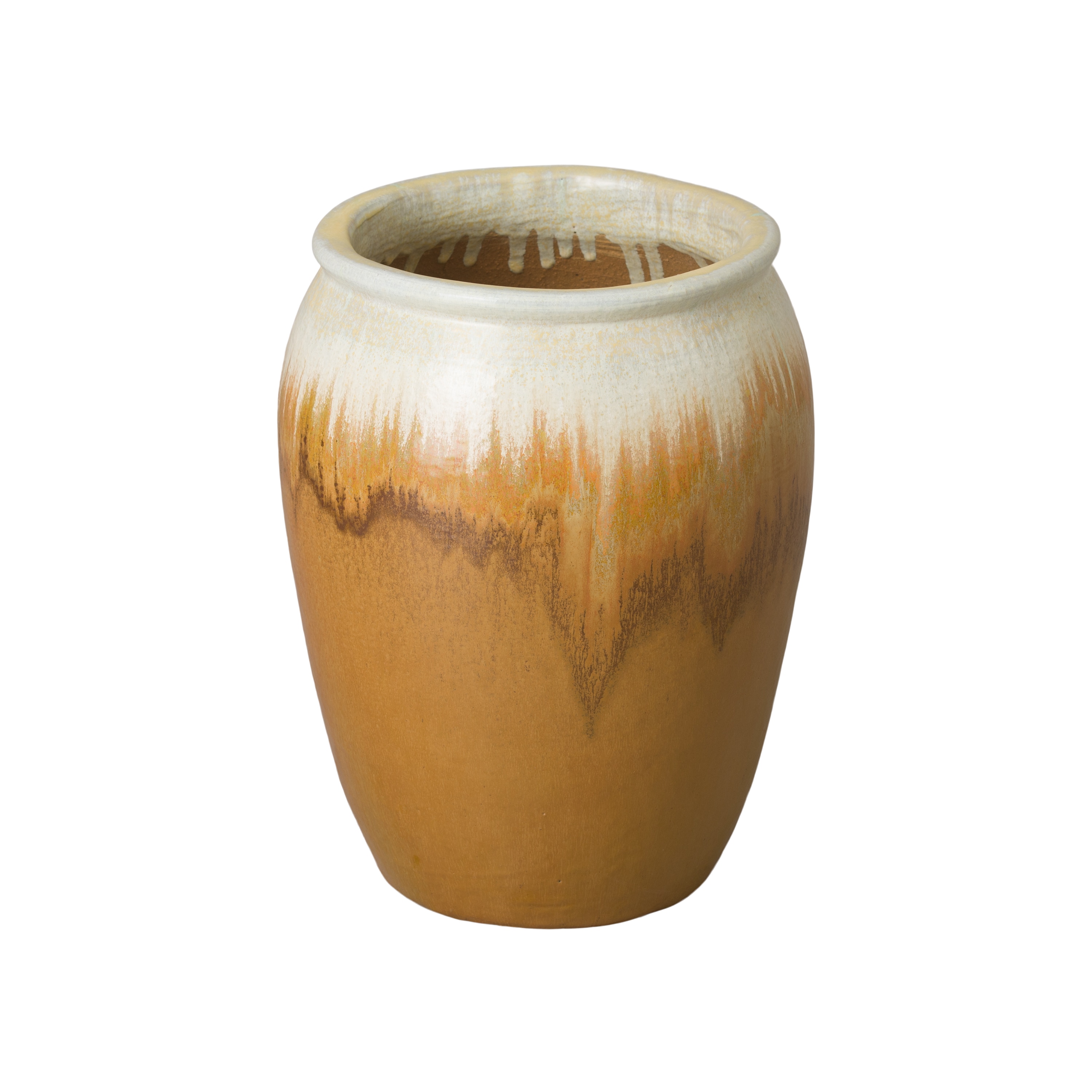 Emissary 09757WT-1 Round 16.0-Inches W Large White Ceramic Indoor/Outdoor Planter with Drainage Holes with Self Watering