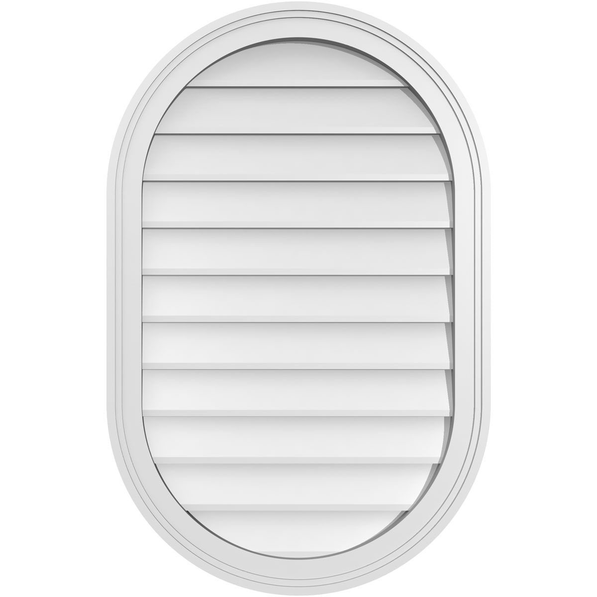 Ekena Millwork GVPVR22X3402SN 22-Inches x 34-Inches Off-white Oval PVC Gable Louver Vent