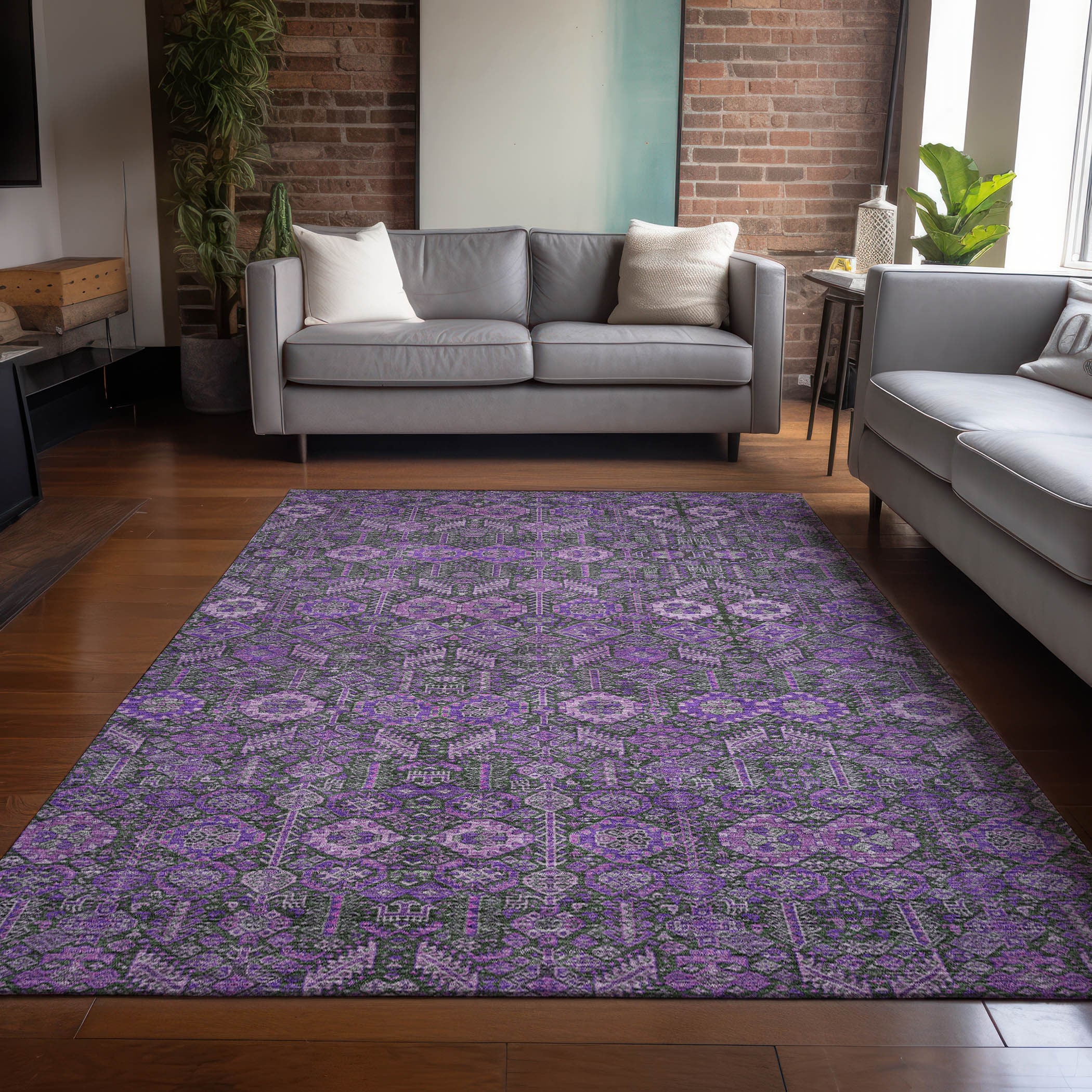Addison Rugs ACN574PP30X46 Chantille ACN574PP 2 x 3 (ft) Polyester Purple Rectangular Indoor/Outdoor Ikat Bohemian/Eclectic Machine washable Area rug