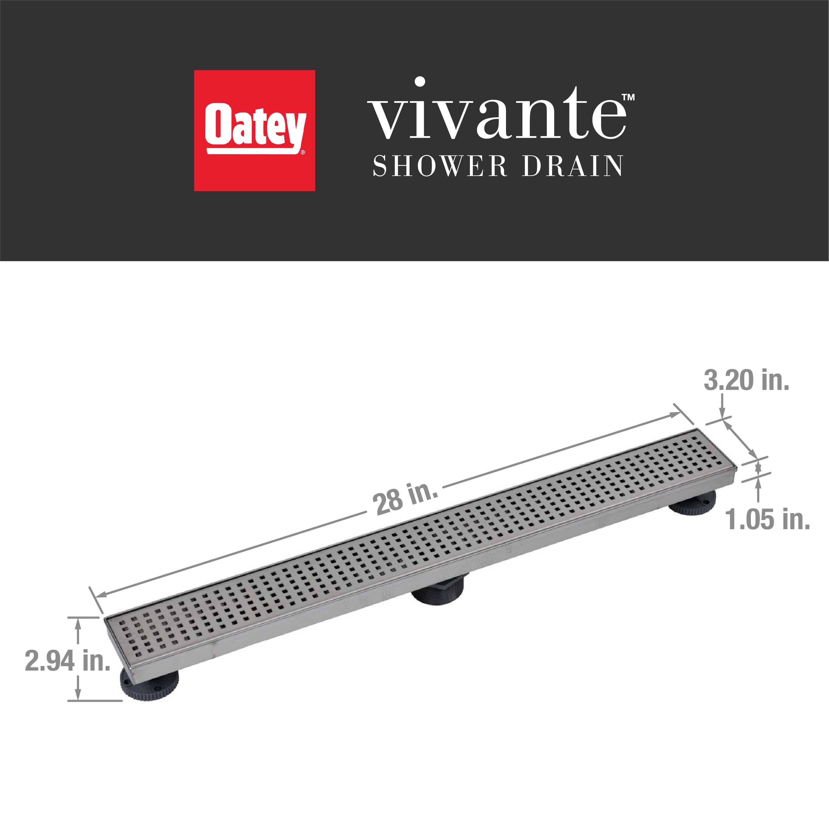 LUXE Linear Drains TI-60 Satin Stainless 60 Tile Insert Linear