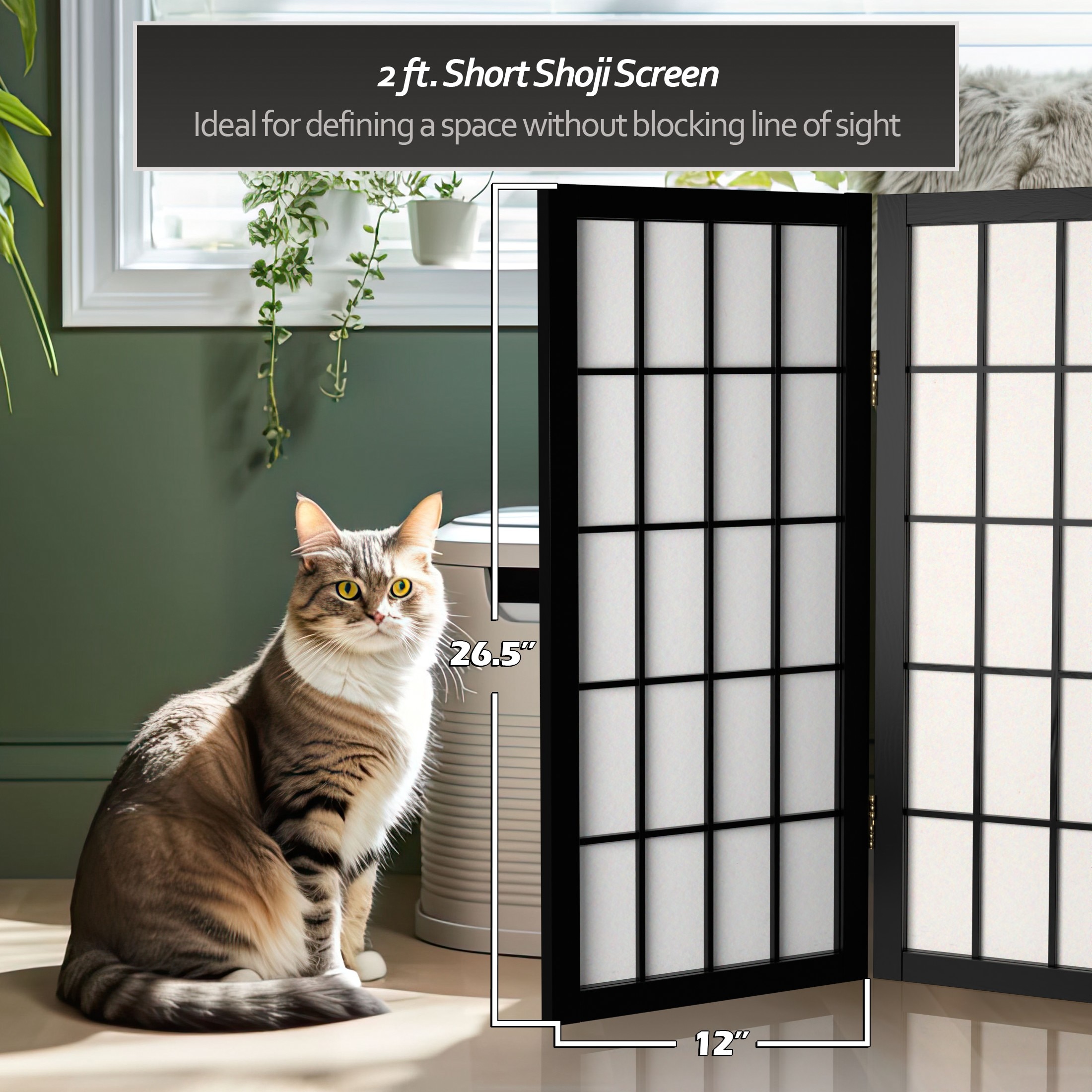 Oriental Furniture WP24-BLK-3P Indoor-Privacy-Screens - View #5