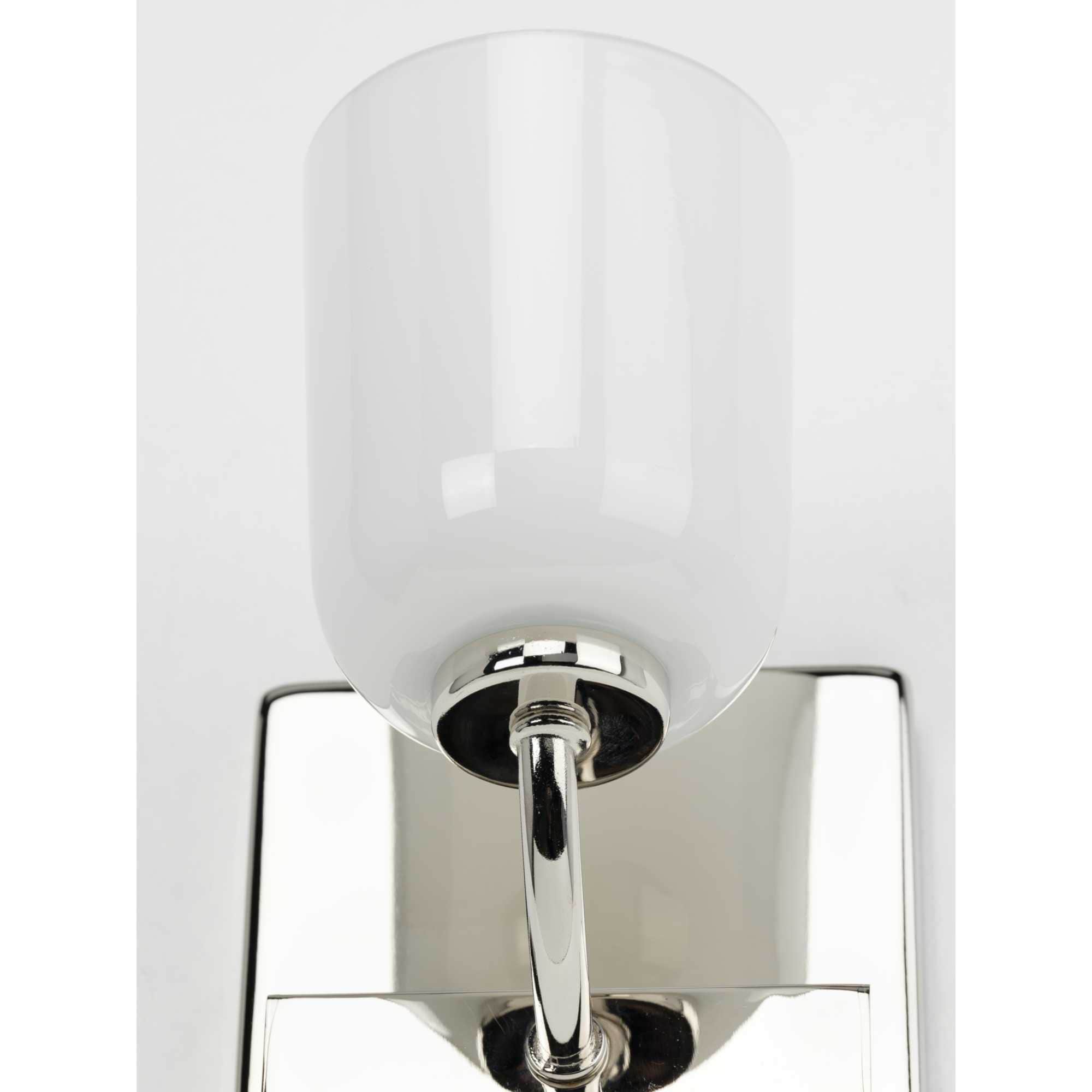 Classic Polished Nickel Bath Light with White Opal Glass Shade