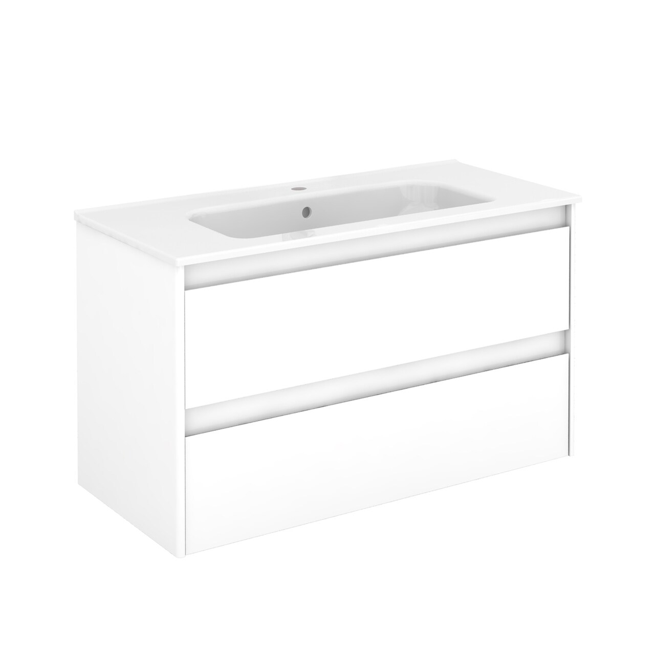 WS Bath Collections Ambra 40-in Gloss White Single Sink Bathroom Vanity with Ceramic White Ceramic Top