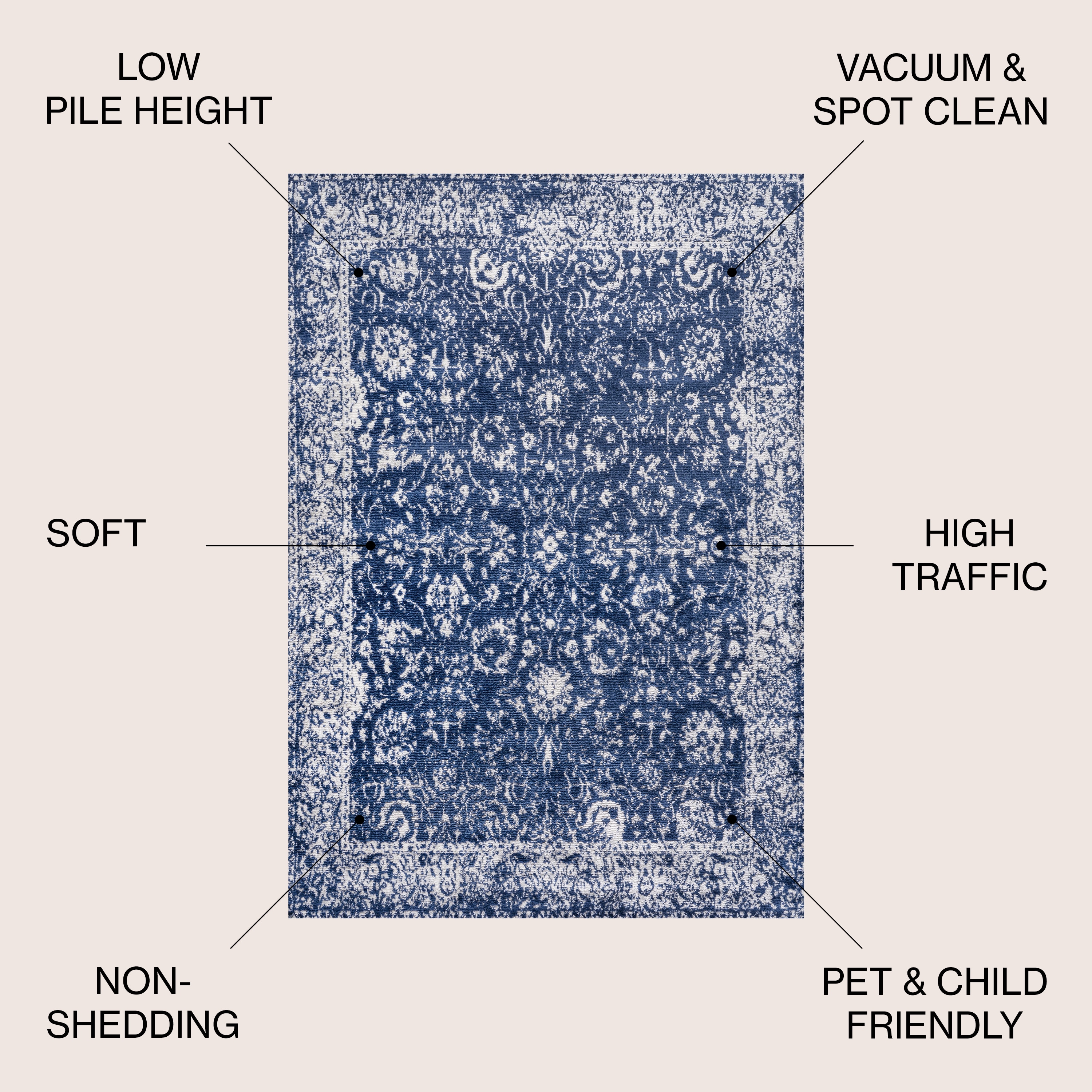 Handmade Reversible Synthetic Navy Blue 4' x 6' Area Rug