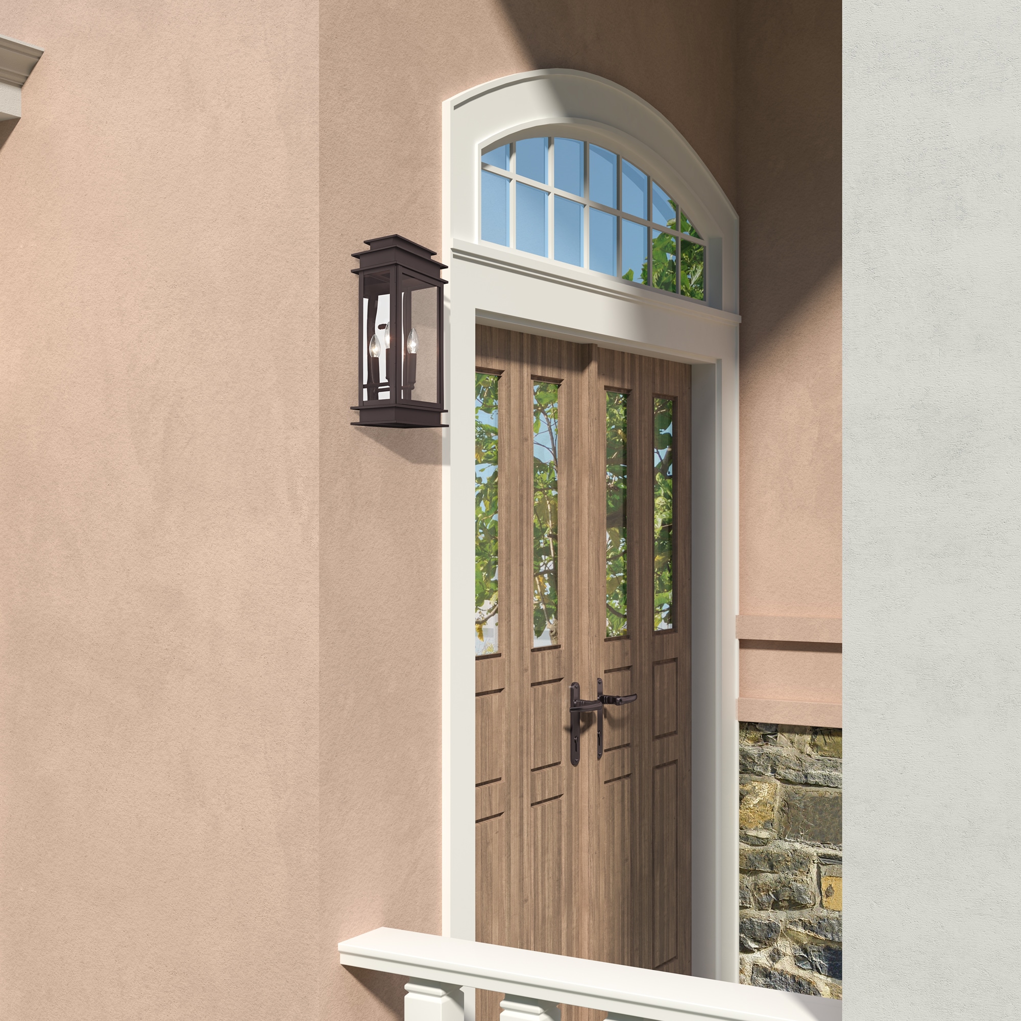 Princeton Classic Bronze 19" Outdoor Wall Lantern with Clear Glass