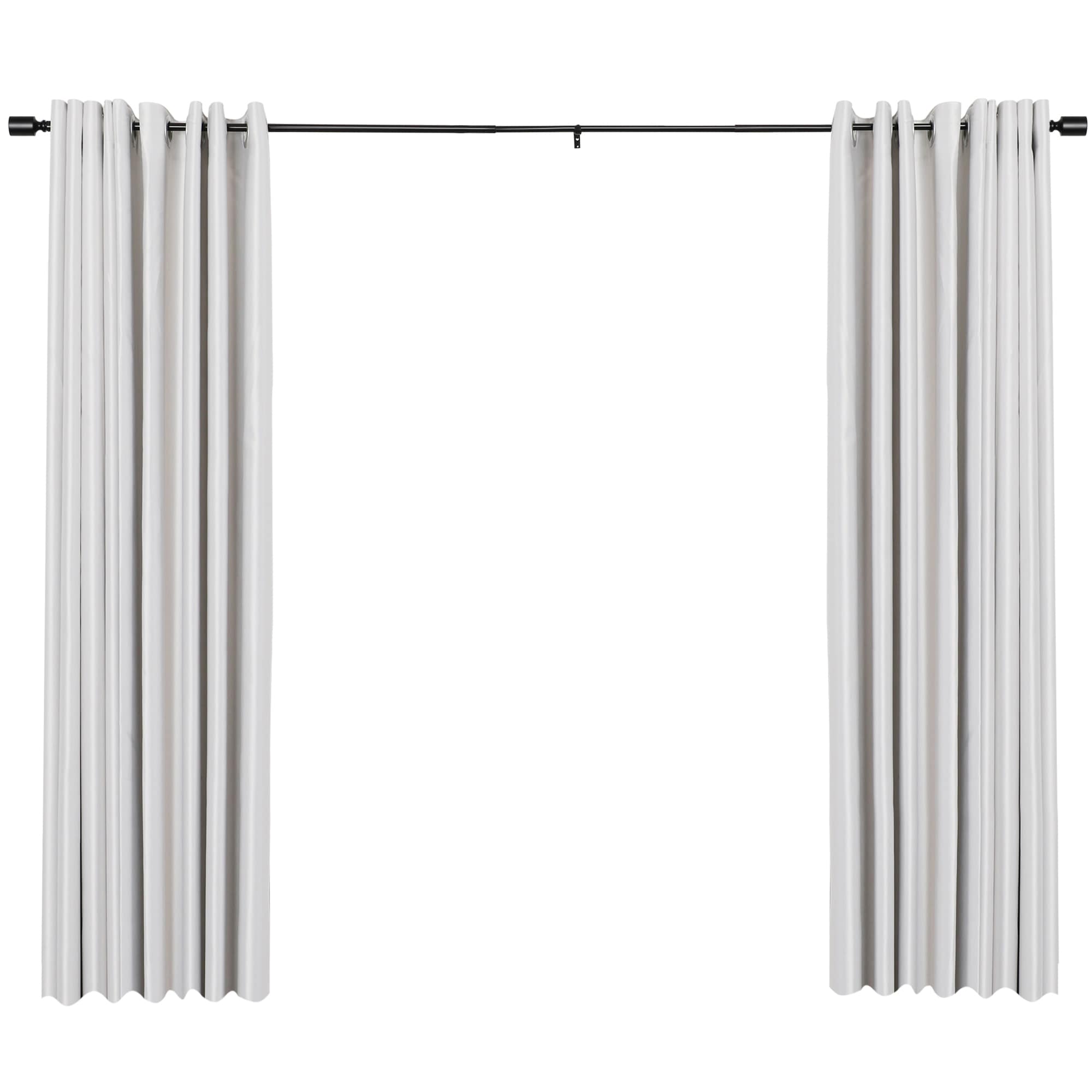 Adjustable Black Metal Curtain Rod with Decorative Finials, 86-120 Inch