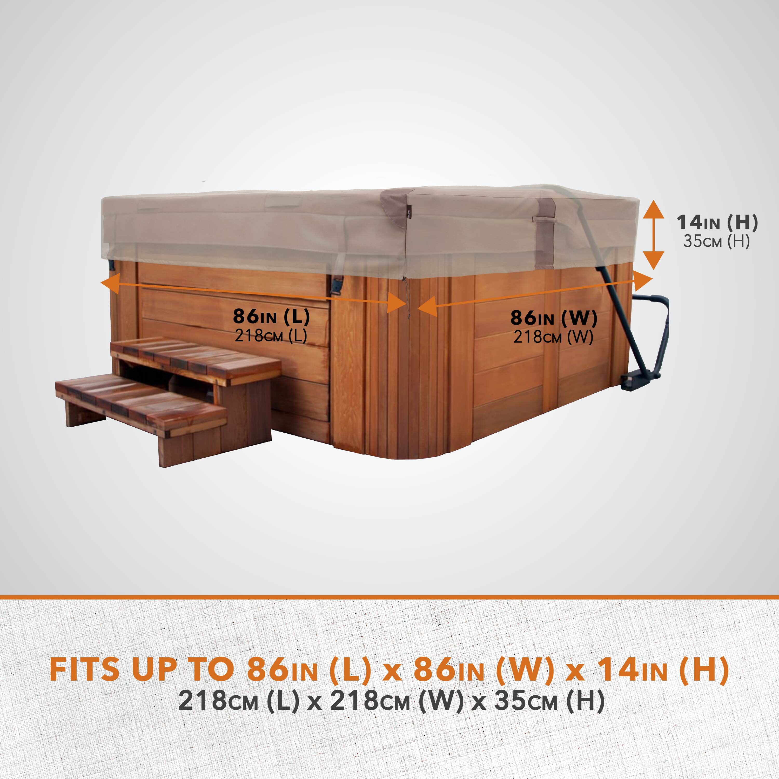 Beige Heavy-Duty Weather-Resistant Square Hot Tub Cover