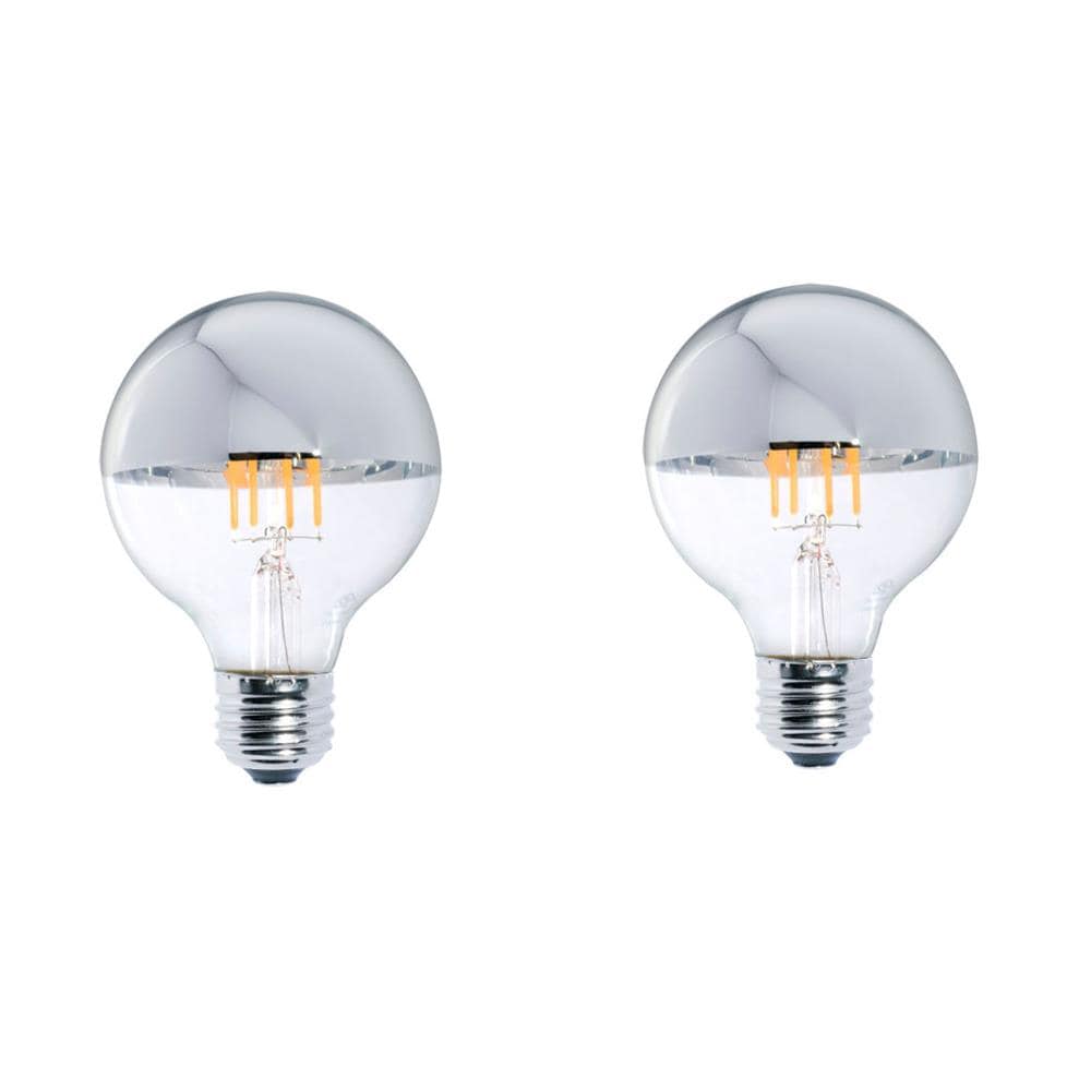 Half Chrome Dimmable LED G25 Bulbs, Pack of 2