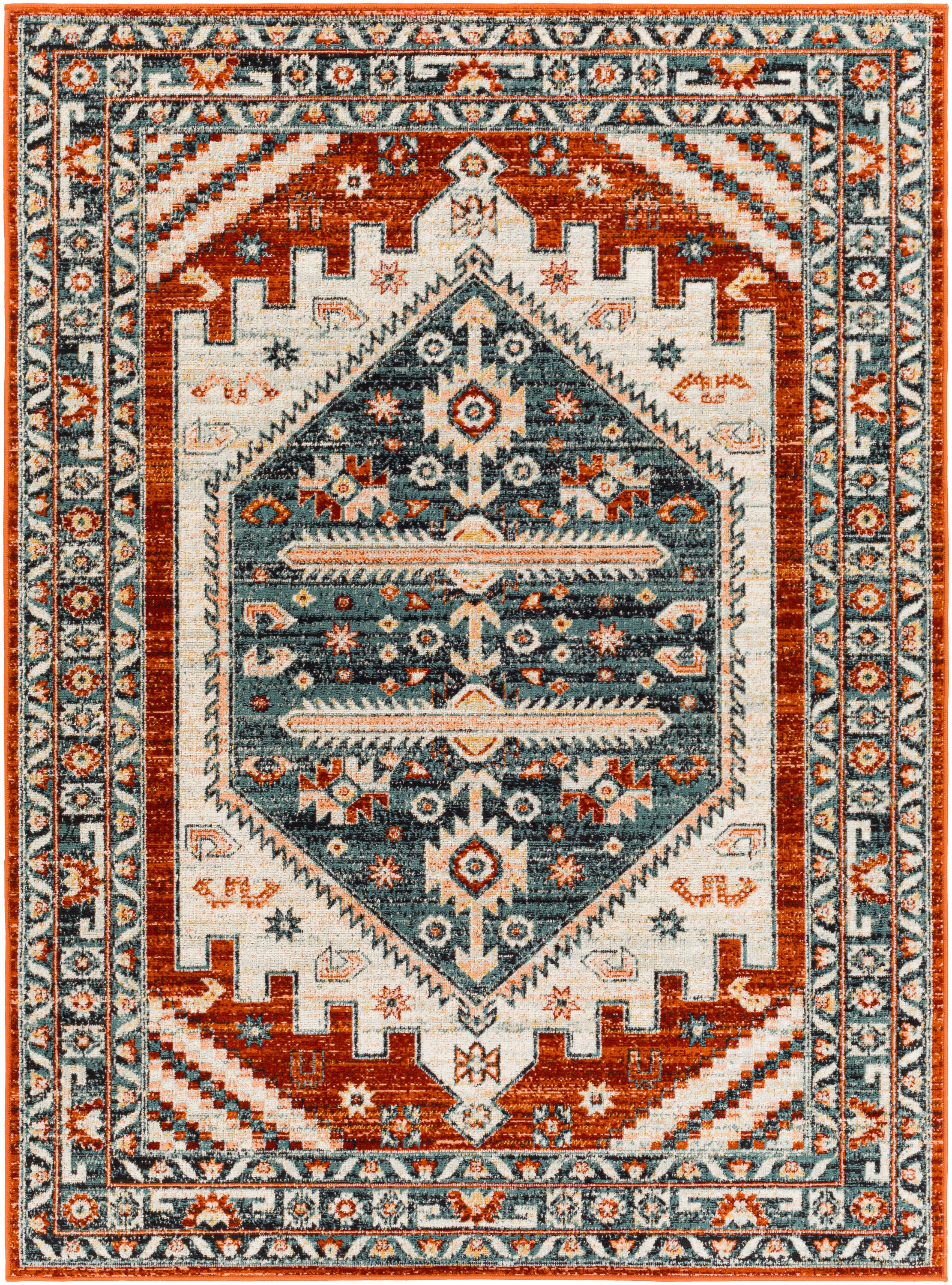 Artistic Weavers RDD2305-537 Redondo beach 5 X 7 Charcoal/Burnt Orange Indoor/Outdoor Medallion Oriental Area Rug