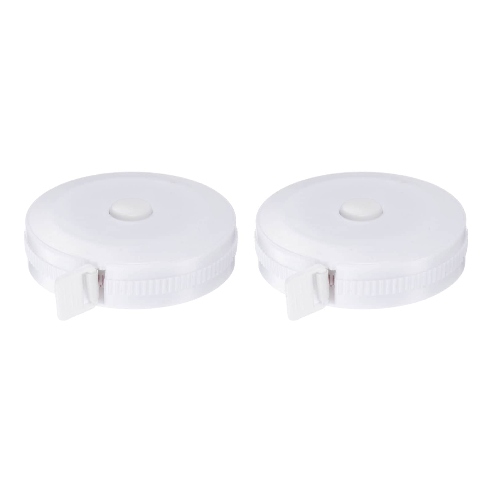 Harfington 2pcs Measuring Tape 1.8M/70-inch Round Retractable Tailors Tape Measure Pocket Size for Body Fabric Sewing and Crafts Measurements White