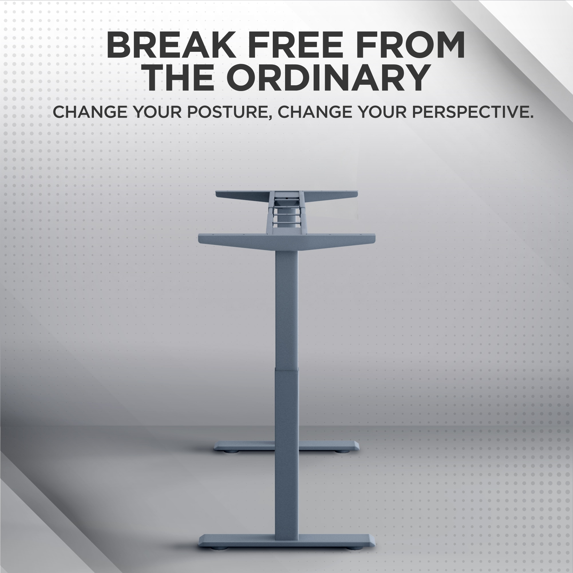 Rise Up Dual-Motor Adjustable Height Standing Desk Frame in Gray