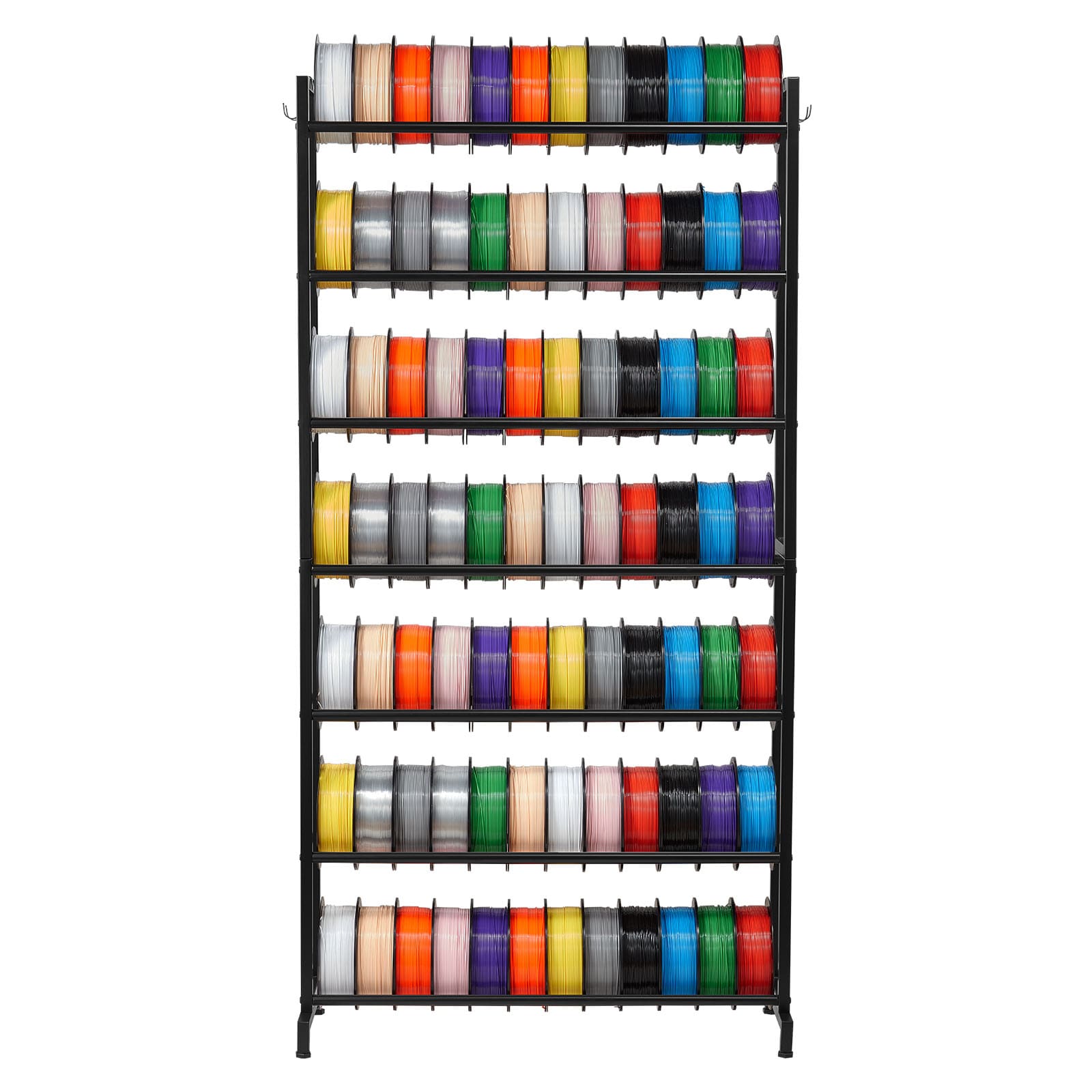 Mecale 7-Tier 3D Printer Filament Storage Rack Steel Spool Holder for 84 Spools - Black