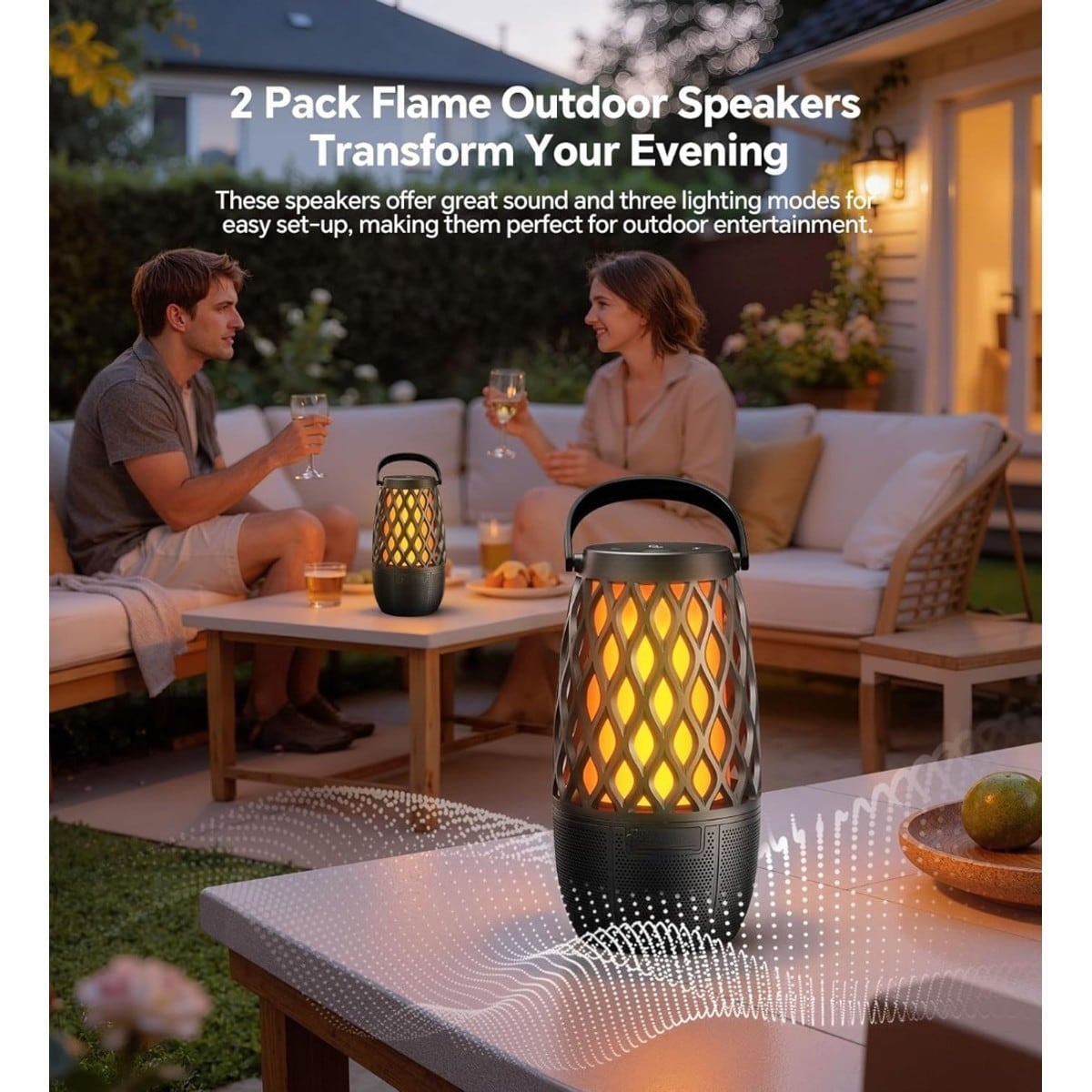 Rifunaw 2 Pack Outdoor Bluetooth Speakers with LED Light IPX5 ...