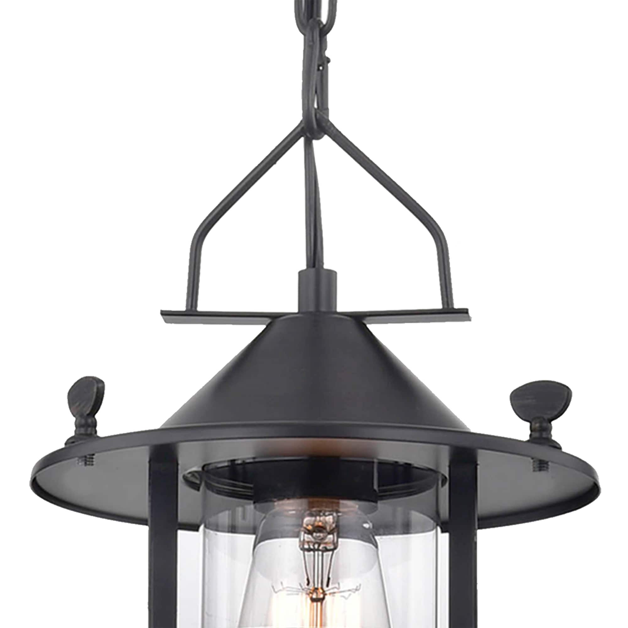 Modern Black and Brown 3-Light Chandelier with Glass Shades