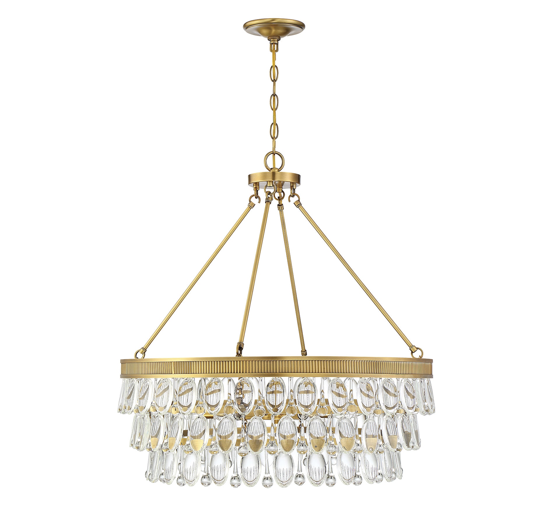 Windham 28" Warm Brass and Crystal 6-Light Pendant