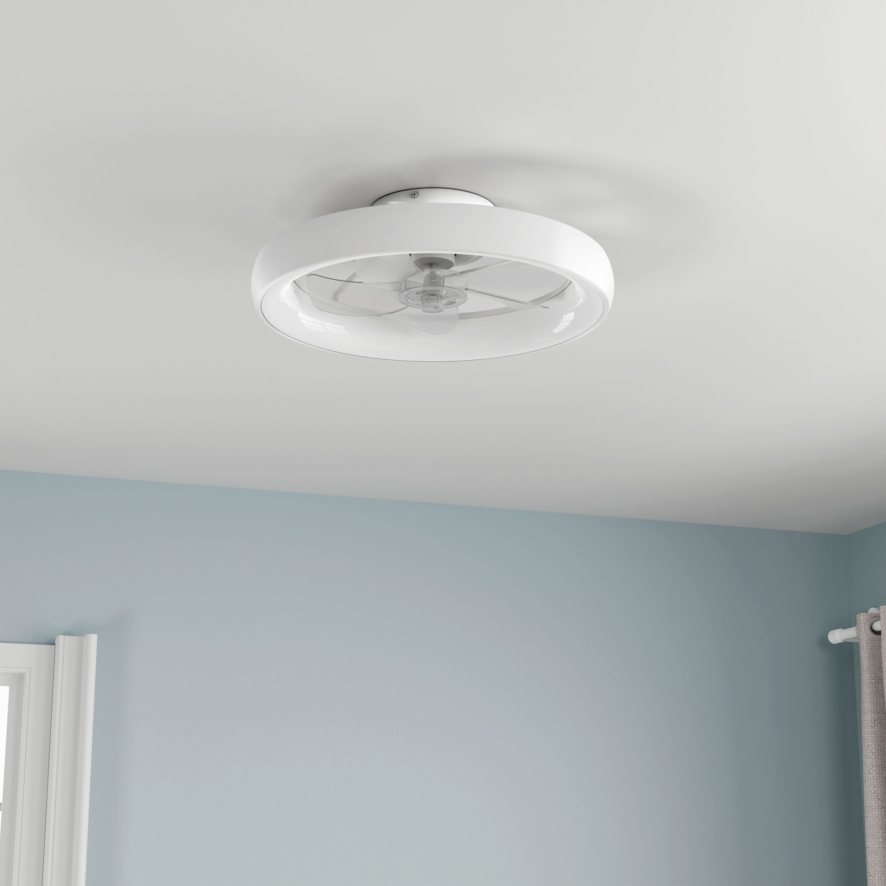 Harbor Breeze AP20MW5LR Capeview 20-in Color-Changing Outdoor Flush Mount Matte White with Clear Acrylic Blades Fandelier Ceiling Fan With Light - Remote Included ( 5 -Blade )