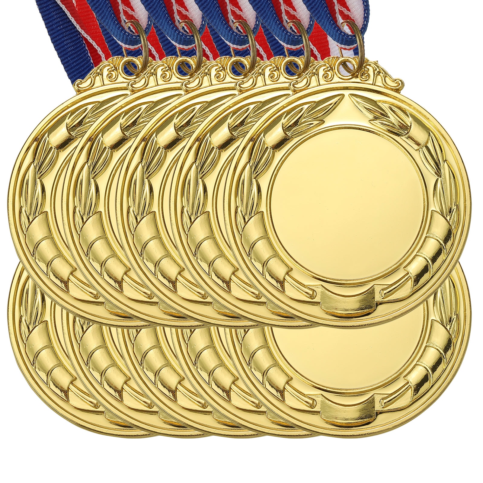 PATIKIL Blank Award Medals 10pcs Gold Award Medals with Neck Ribbon Make Your Medals Kit Winner Medal for Sports Competitions