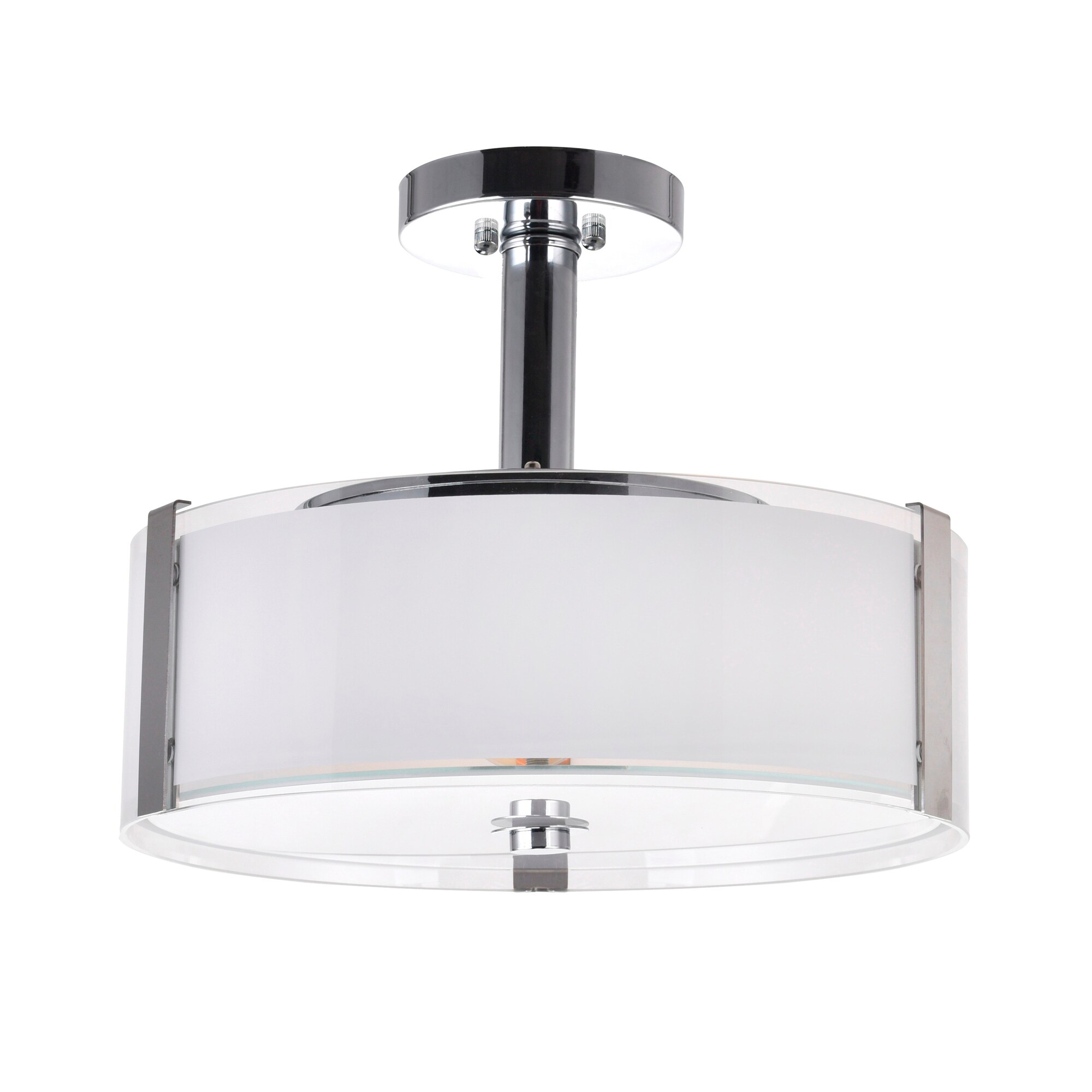 Lucie Chrome 17'' Drum Shade Chandelier with Frosted Glass