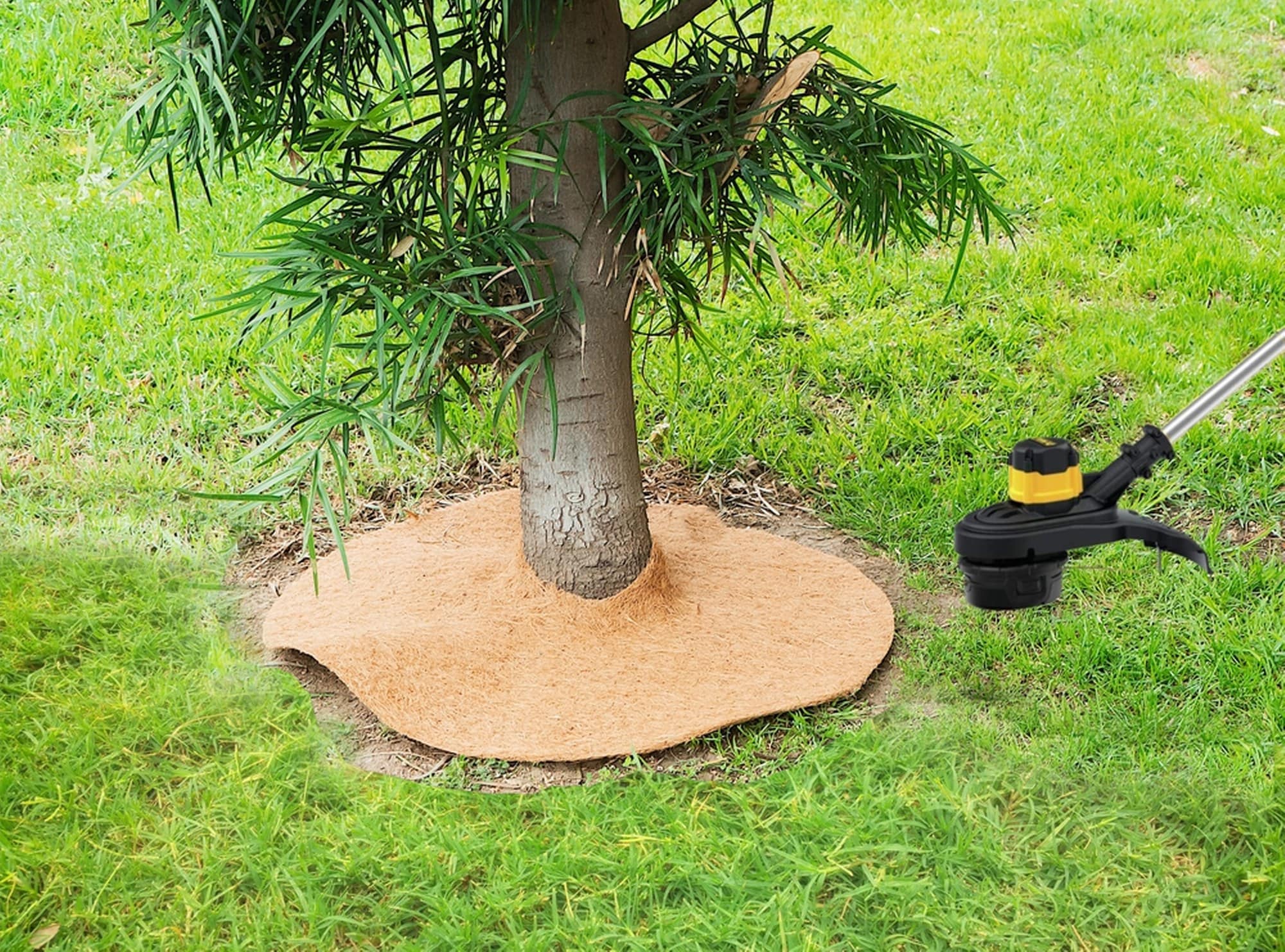 Pack of 15 Envelor Coco Mulch Disc Coir Ring Tree Protector Mat 11 inches Dia Natural Coconut Fibers Weed Barrier Fabric Plant Cover Weed Control Tree Rings 
