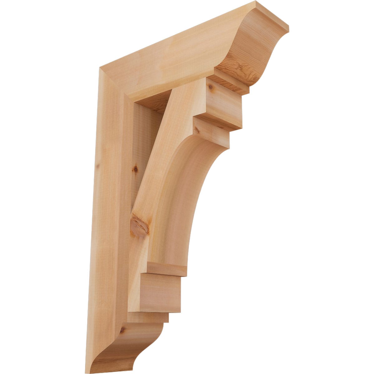 Ekena Millwork BKT06X22X34MRC01SWR Merced traditional smooth 5-1/2-in x 22-in x 34-in Western red cedar Brown Wood Standard bracket