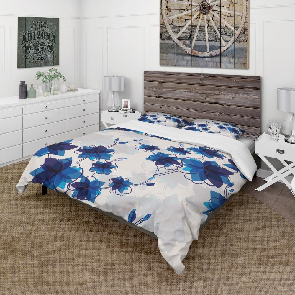 Designart BED19228-Q 3 -Piece Blue Queen Duvet cover Set