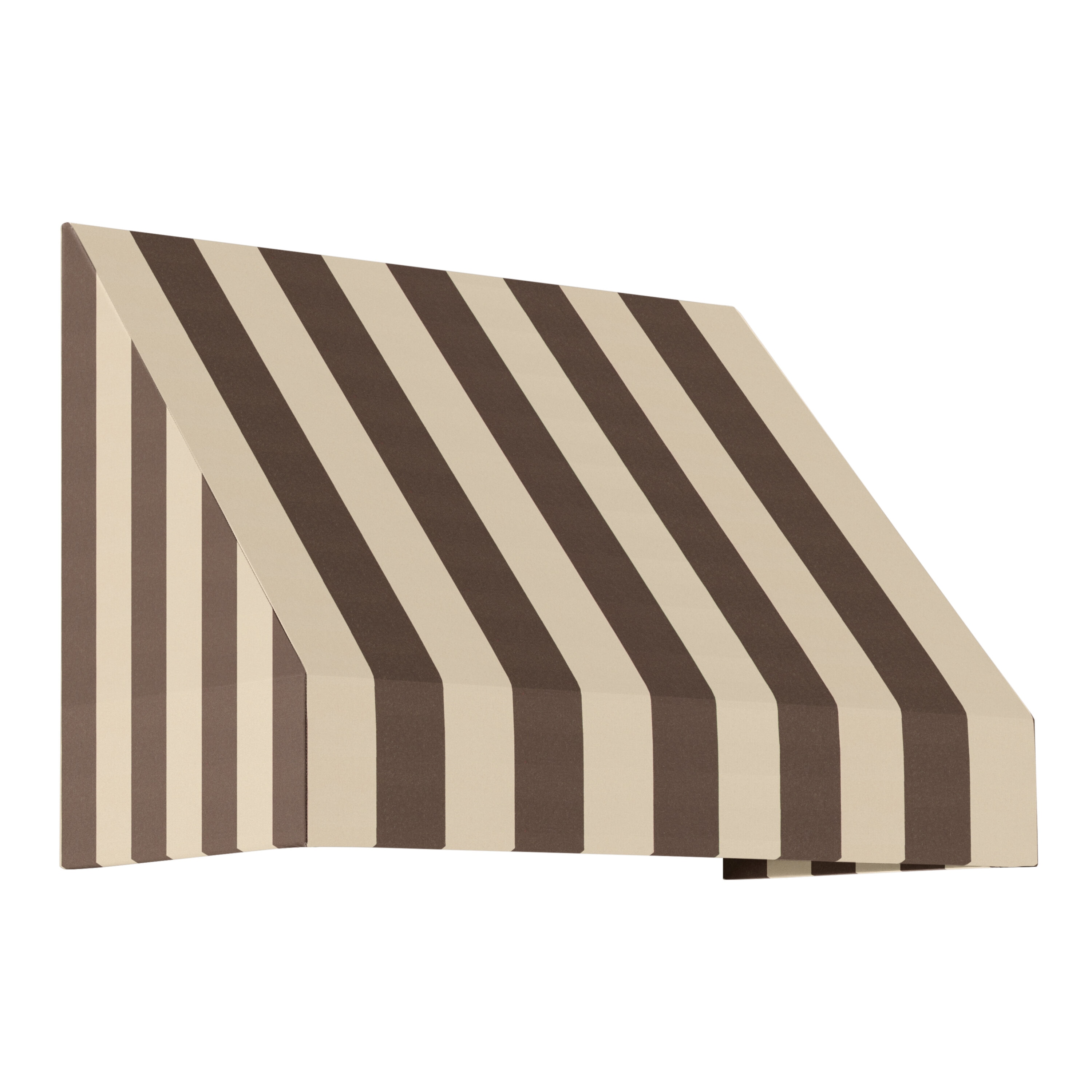 Awntech EN1030-L-3BRNT New Yorker 40.5-in Wide x 30-in Projection x 16-in Height Fabric Brown/Tan Stripe Striped Fixed Window/Door Awning