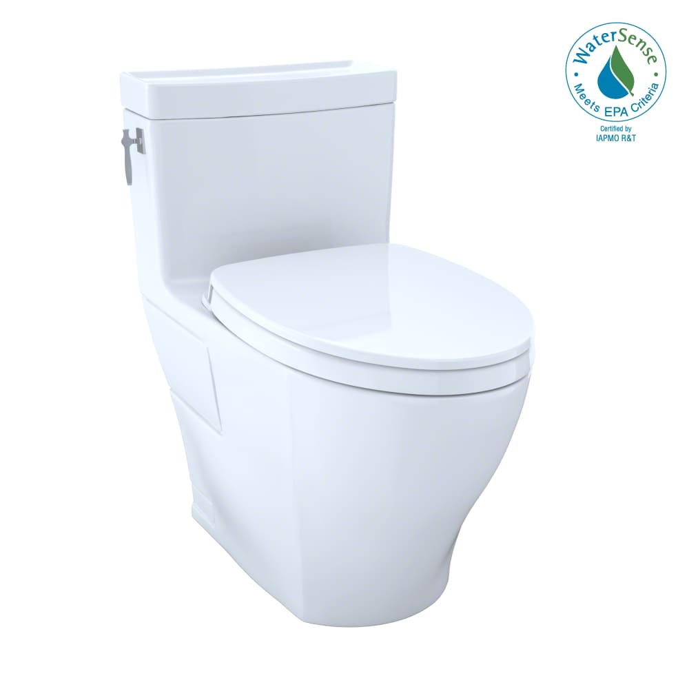 TOTO MS626124CEFG-01 Aimes Cotton White Elongated Chair height Soft Close 1-piece Toilet 12-in Rough-In WaterSense 1.28 GPF