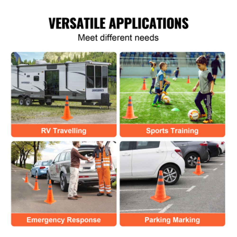 HyperDrop Cart 4 Pack 28 Inch Collapsible Traffic Safety Cones ...