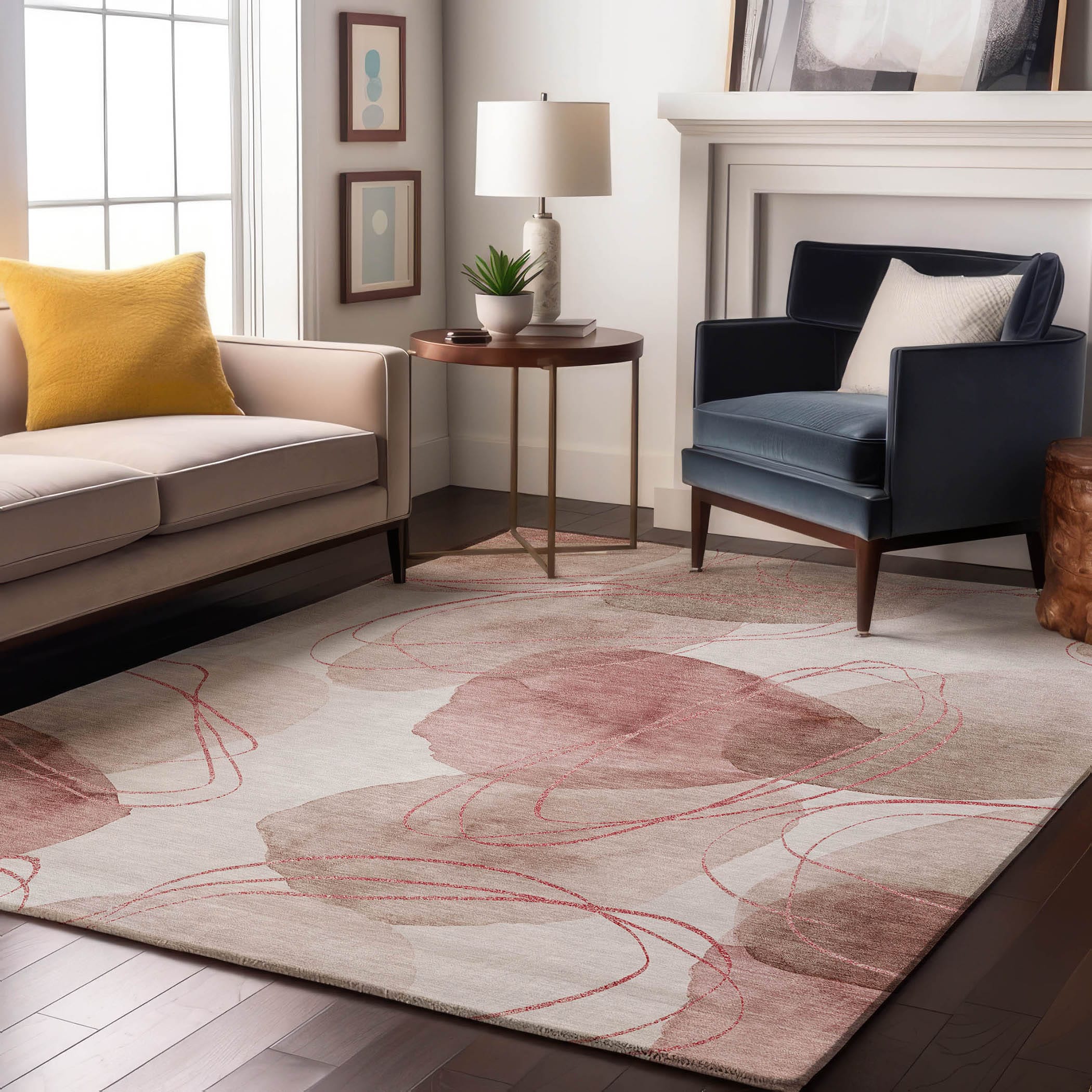 Addison Rugs AMF532SM5X8 Mayfield AMF532SM 5 x 7 (ft) Loomed Polyester Salmon Rectangular Indoor Geometric Machine washable Area rug