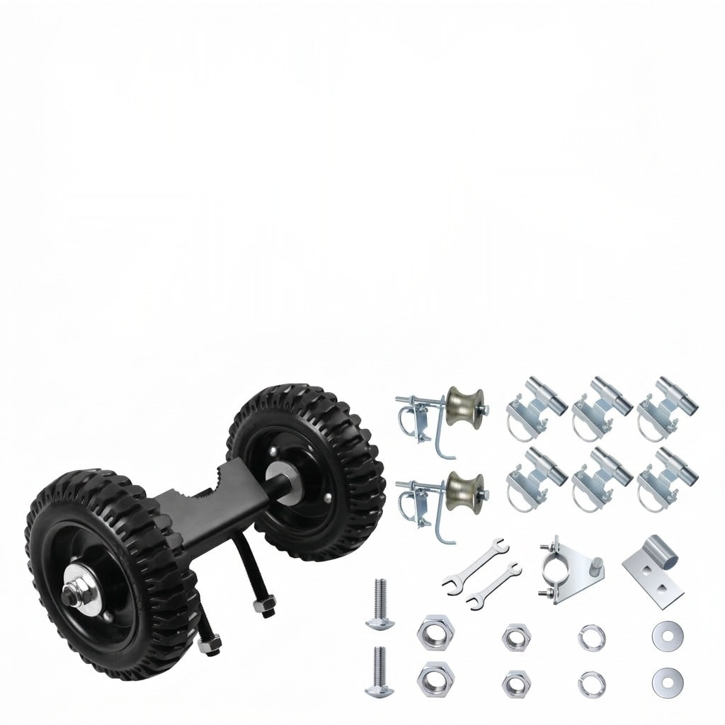 Etokfoks  6 ft x 4 ft Galvanized Steel Chain Link Sliding Gate Kit with 6 in Wheels and Latch for Gates