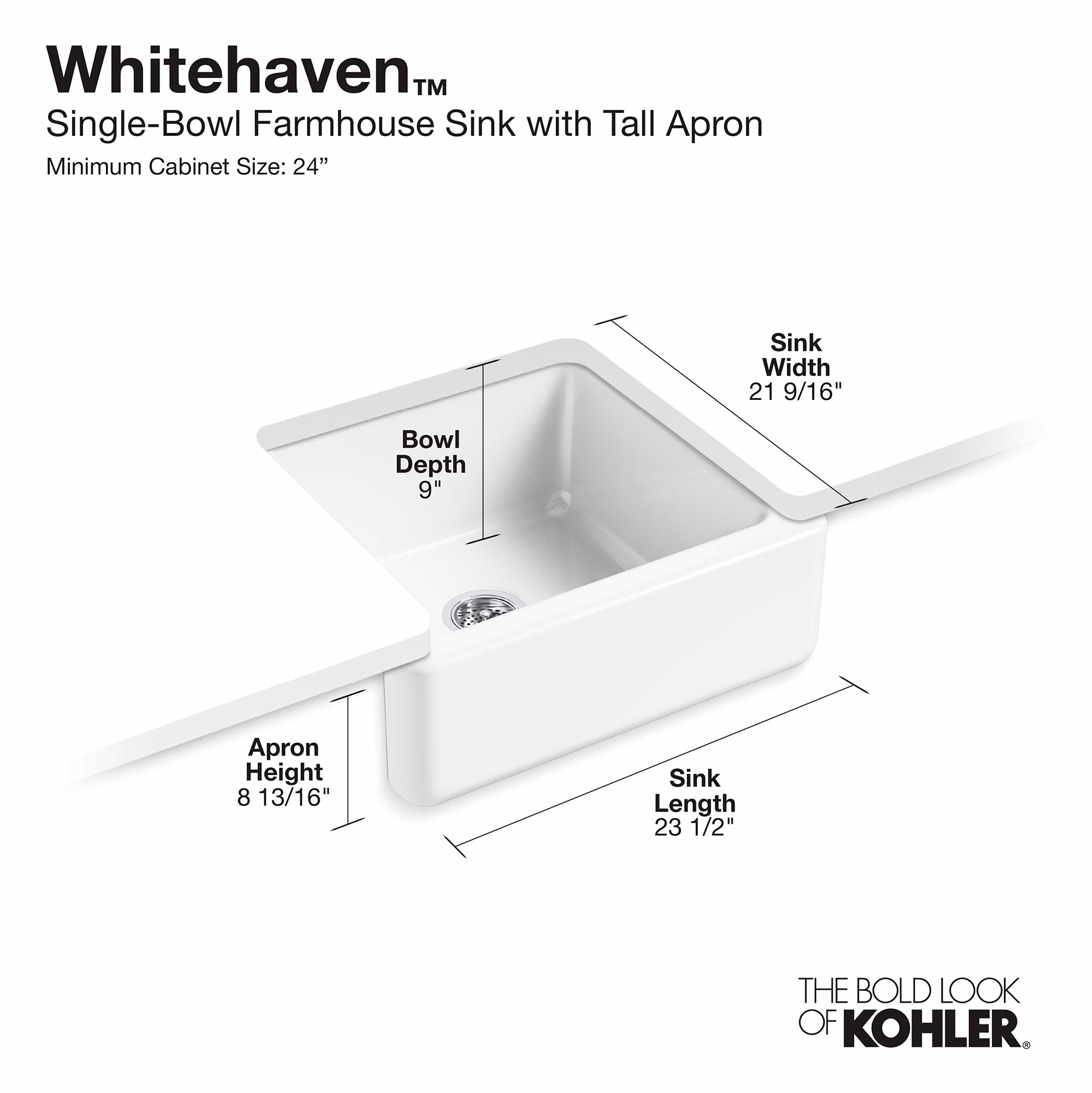 White Cast Iron Farmhouse Single-Bowl Kitchen Sink