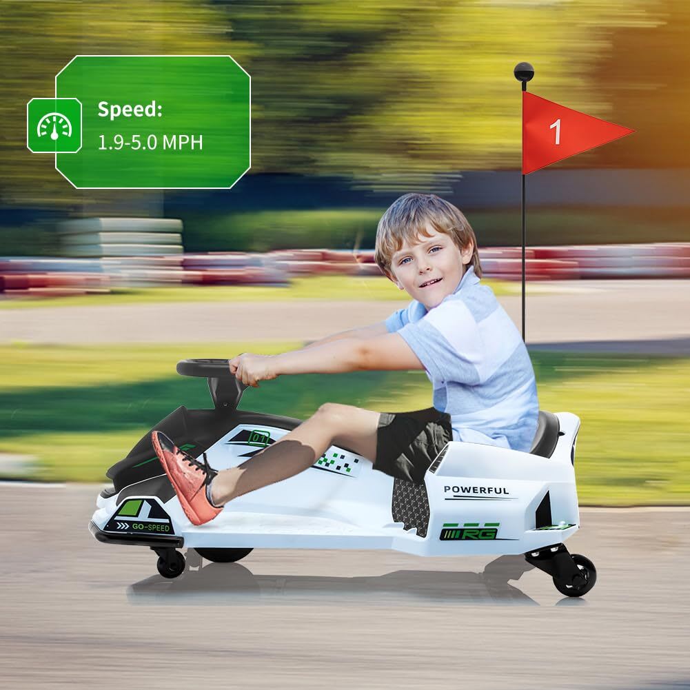 Qeetex 12V Kids Ride On Drift Car – Electric Go-Kart With Variable ...