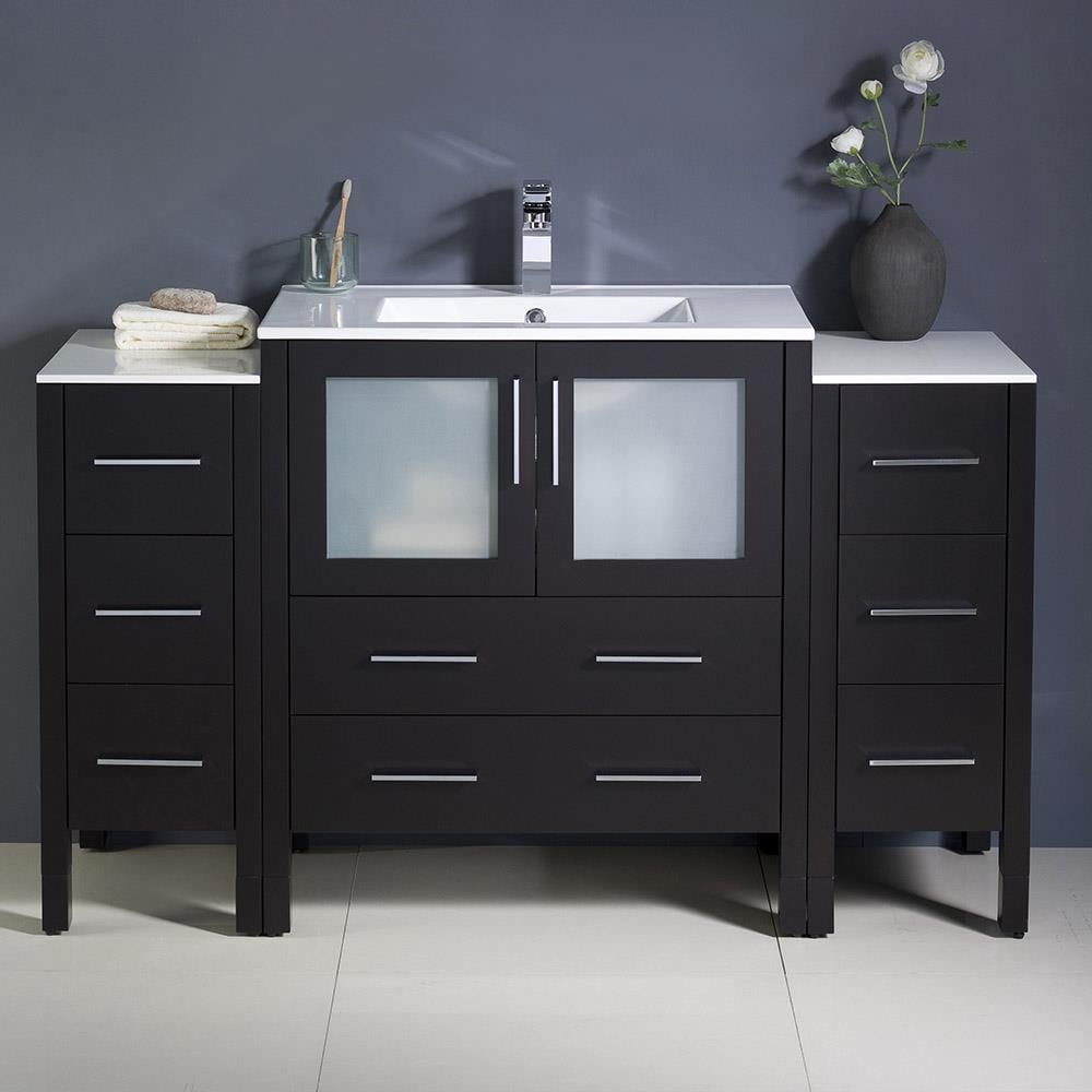 Fresca FCB62-123012ES-I Torino 54-in Espresso Single sink Bathroom Vanity with White Ceramic Top