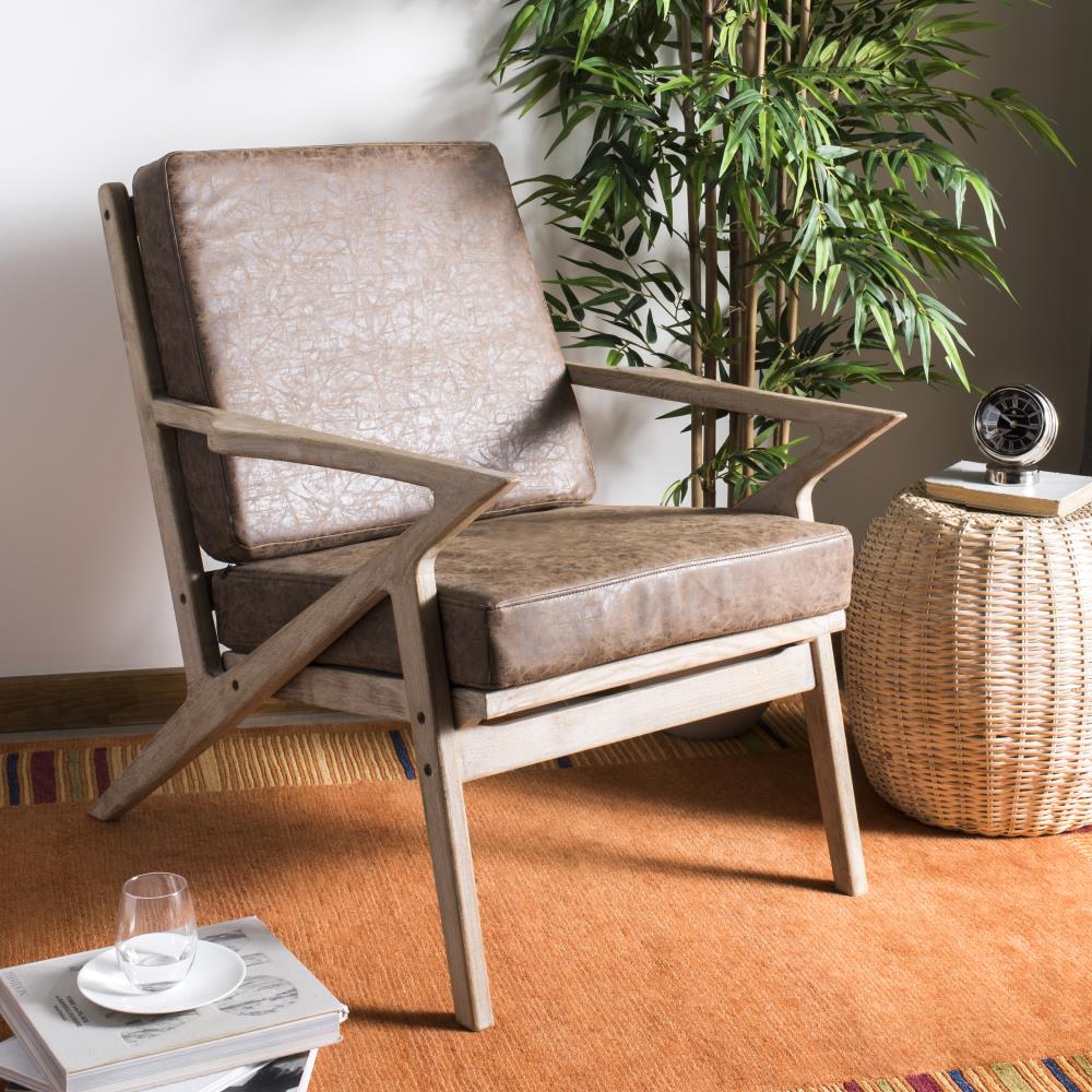 light brown faux leather accent chair