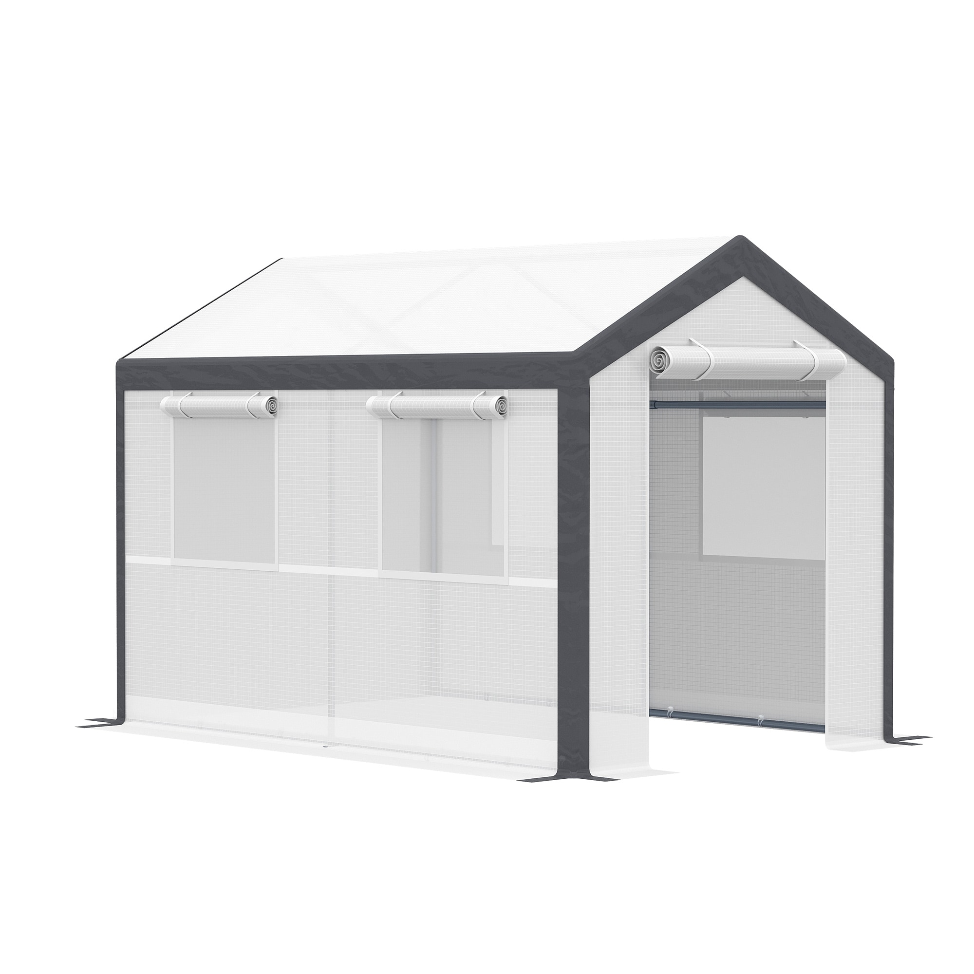 Iseryn OS77945P21 Greenhouse 6.6-ft L x 9.8-ft W x 7.2-ft H White Greenhouse Kit
