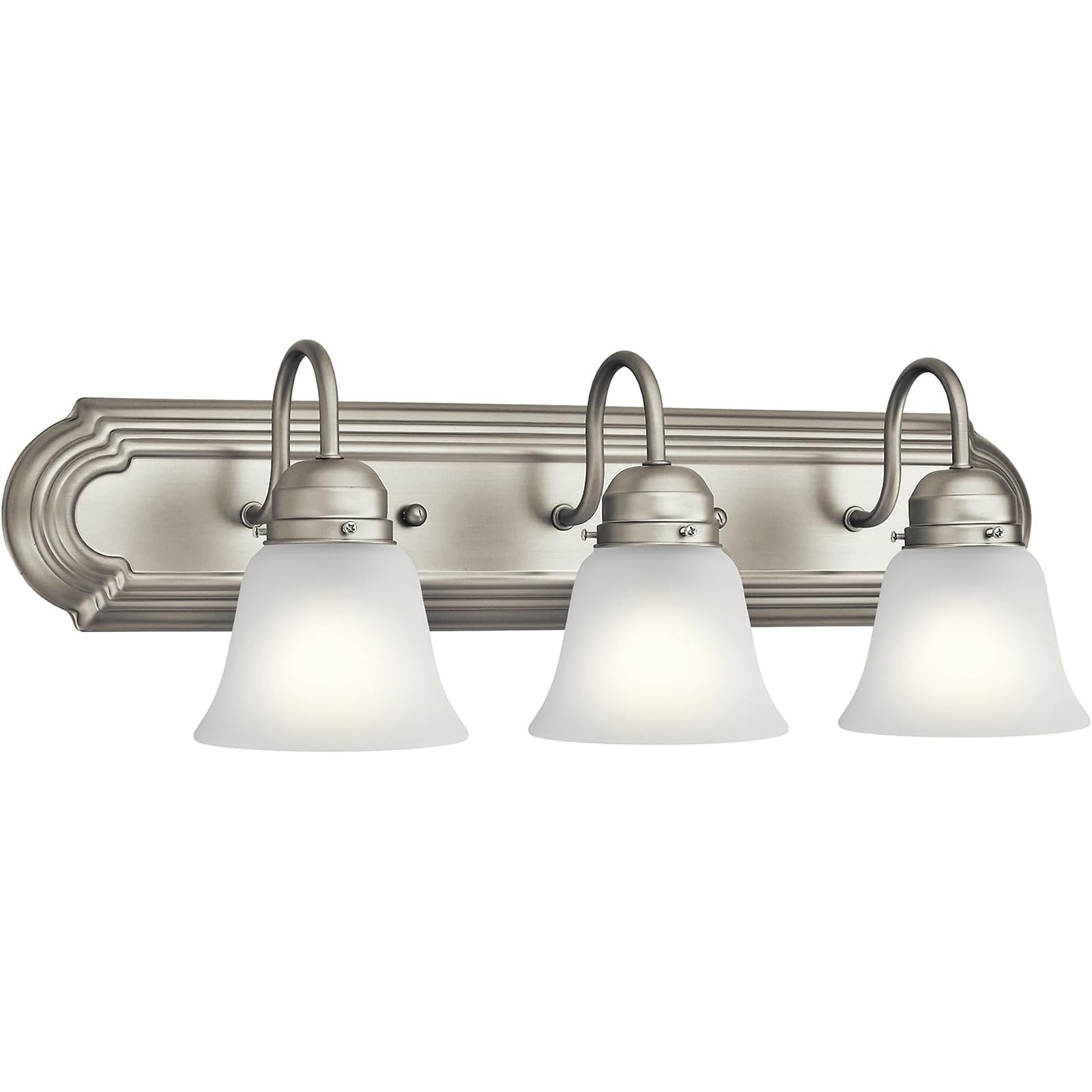 Slagawa  Brushed Nickel 3-Light Vanity Bath Light 24 Inch Width 8 Inch Height Clear Satin Etched Glass Modern Wall Mount