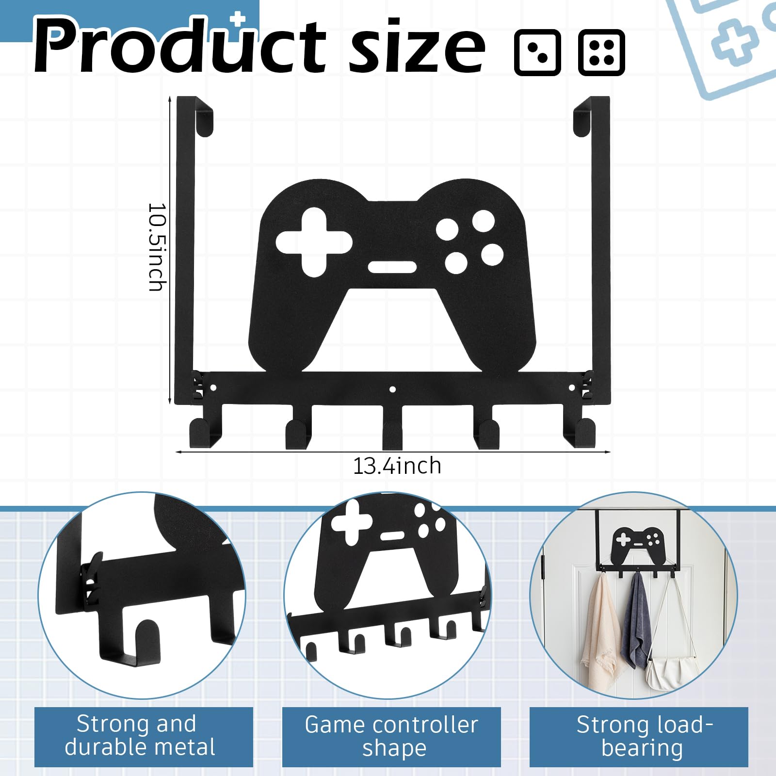Misopily Game Over The Door Hooks Gamer Bathroom Decor Gamepad Hanger ...