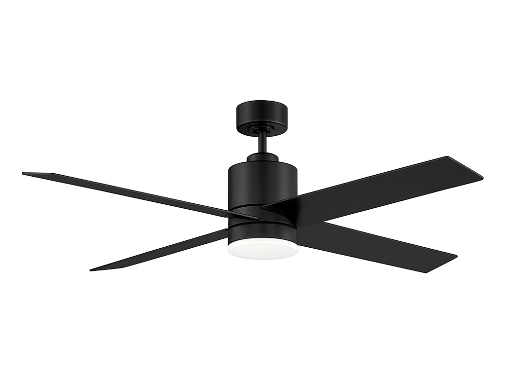 52" Matte Black and Antique Oak Reversible Blade Ceiling Fan with LED Light and Remote